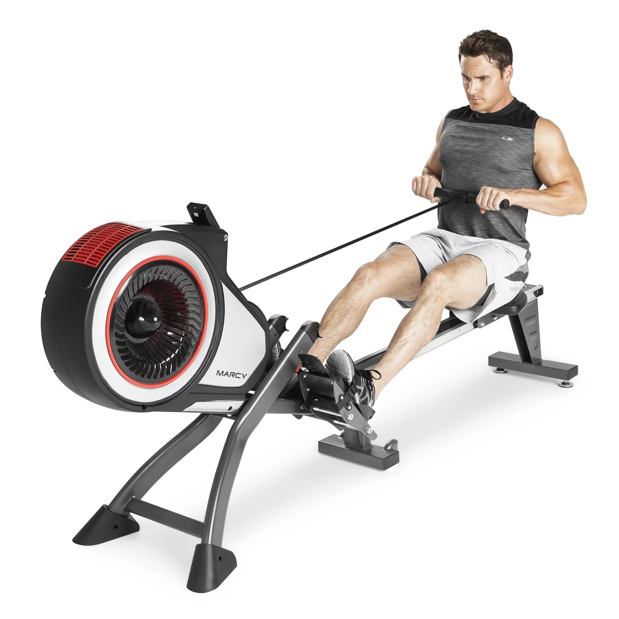 Marcy Foldable Turbine Rowing Machine Rower with 8 Resistance Setting and Transport Wheels NS-6050RE - Womvr