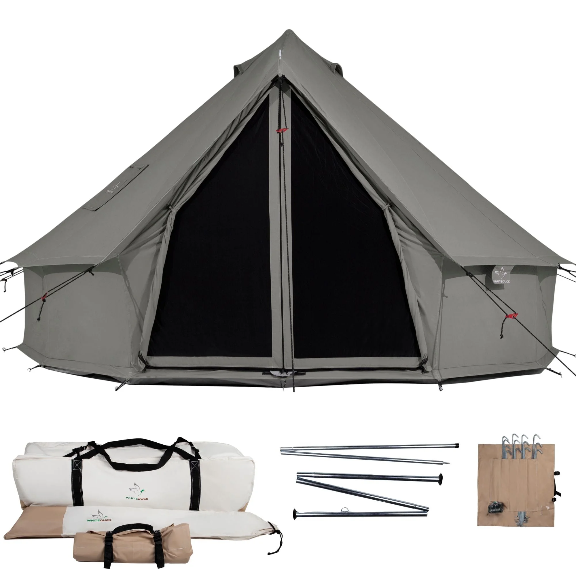 WHITEDUCK Regatta Canvas Bell Tent w/Stove Jack, Sandstone Beige, 13', Water Repellent 4-Season Camp - Womvr
