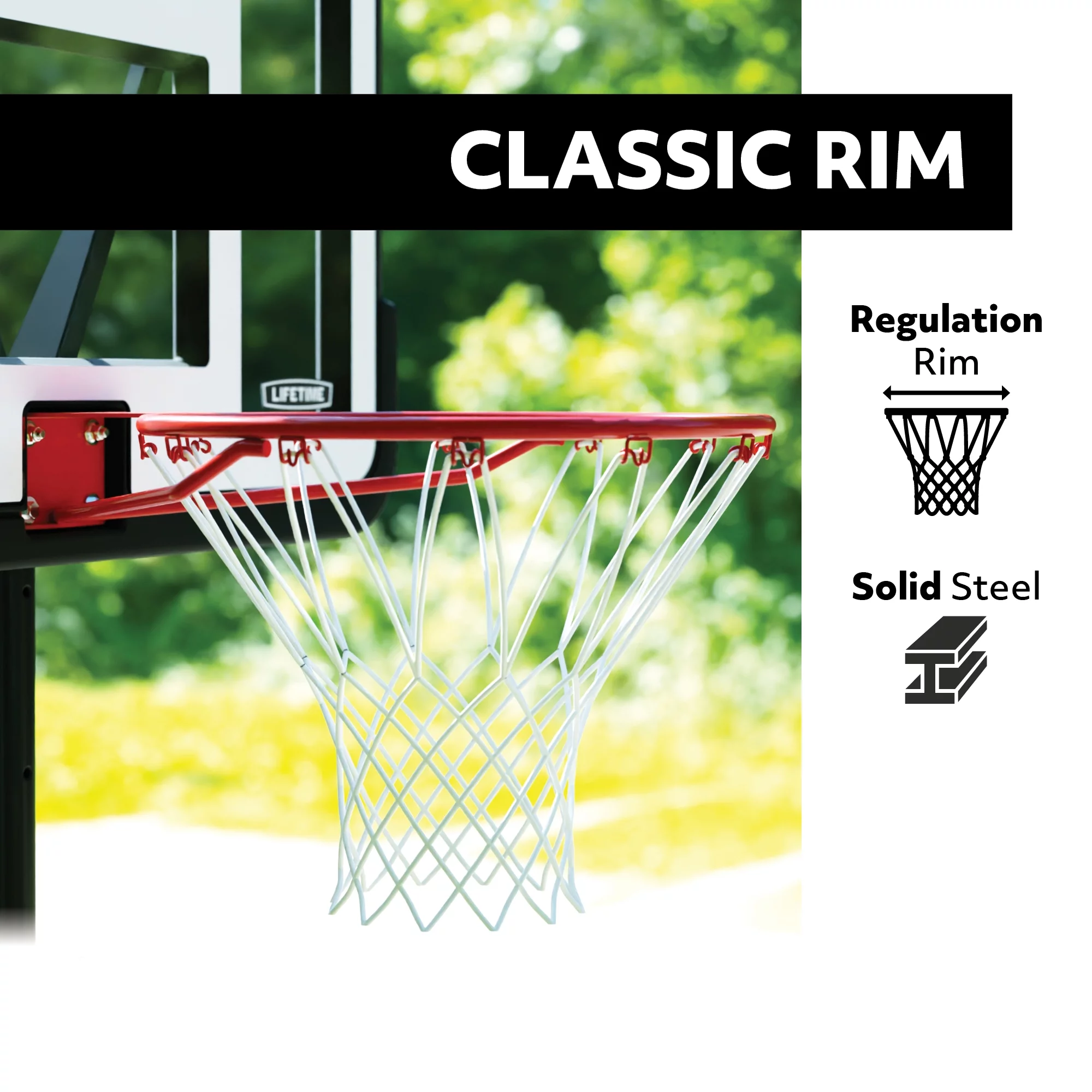 Lifetime Adjustable Portable Basketball Hoop, 44 inch HDPE Plastic Impact® (90759) - Womvr