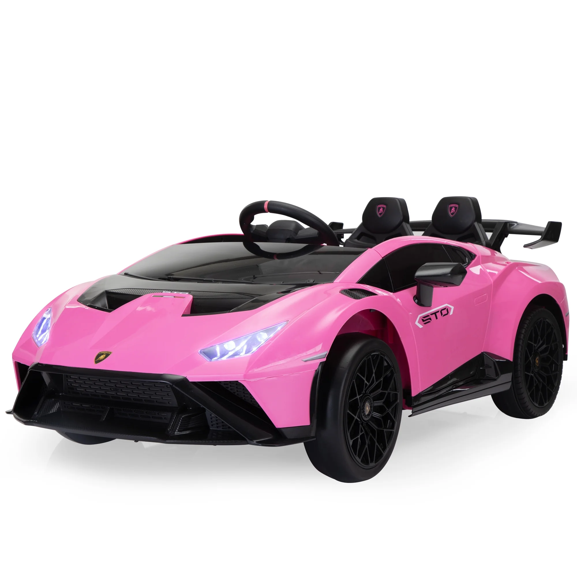 TOBBI 24V Lamborghini STO Licensed Kids Ride on Drift Car Gray Electric Car W/Remote Control LED Lights, up to 10 mph - Womvr