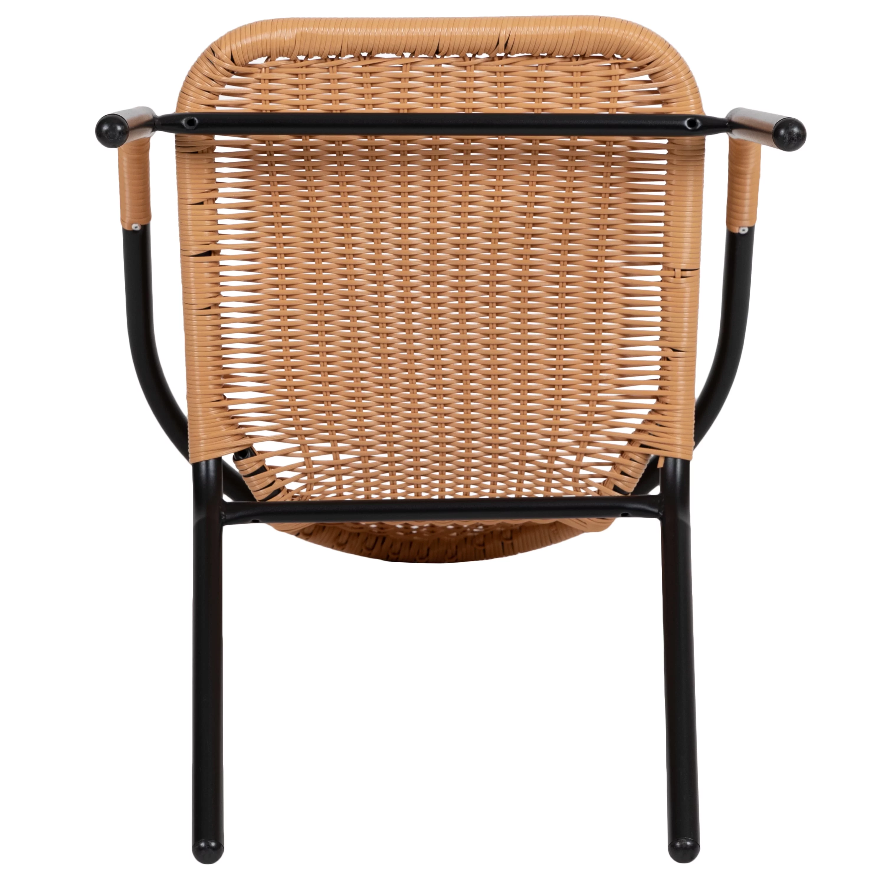 Emma + Oliver 2 Pack Gray Rattan Indoor-Outdoor Restaurant Stack Chair with Curved Back - Womvr
