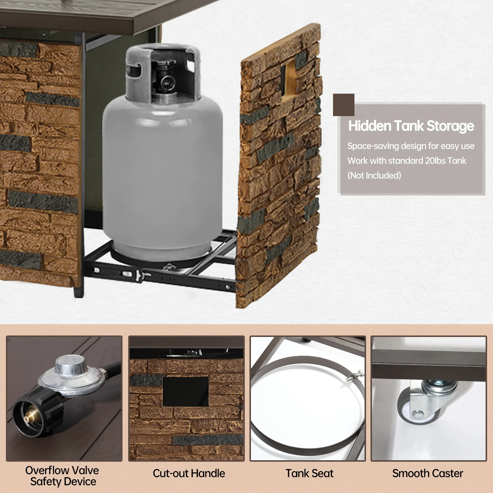 Pizzello Fire Pit Table Propane Outdoor 43