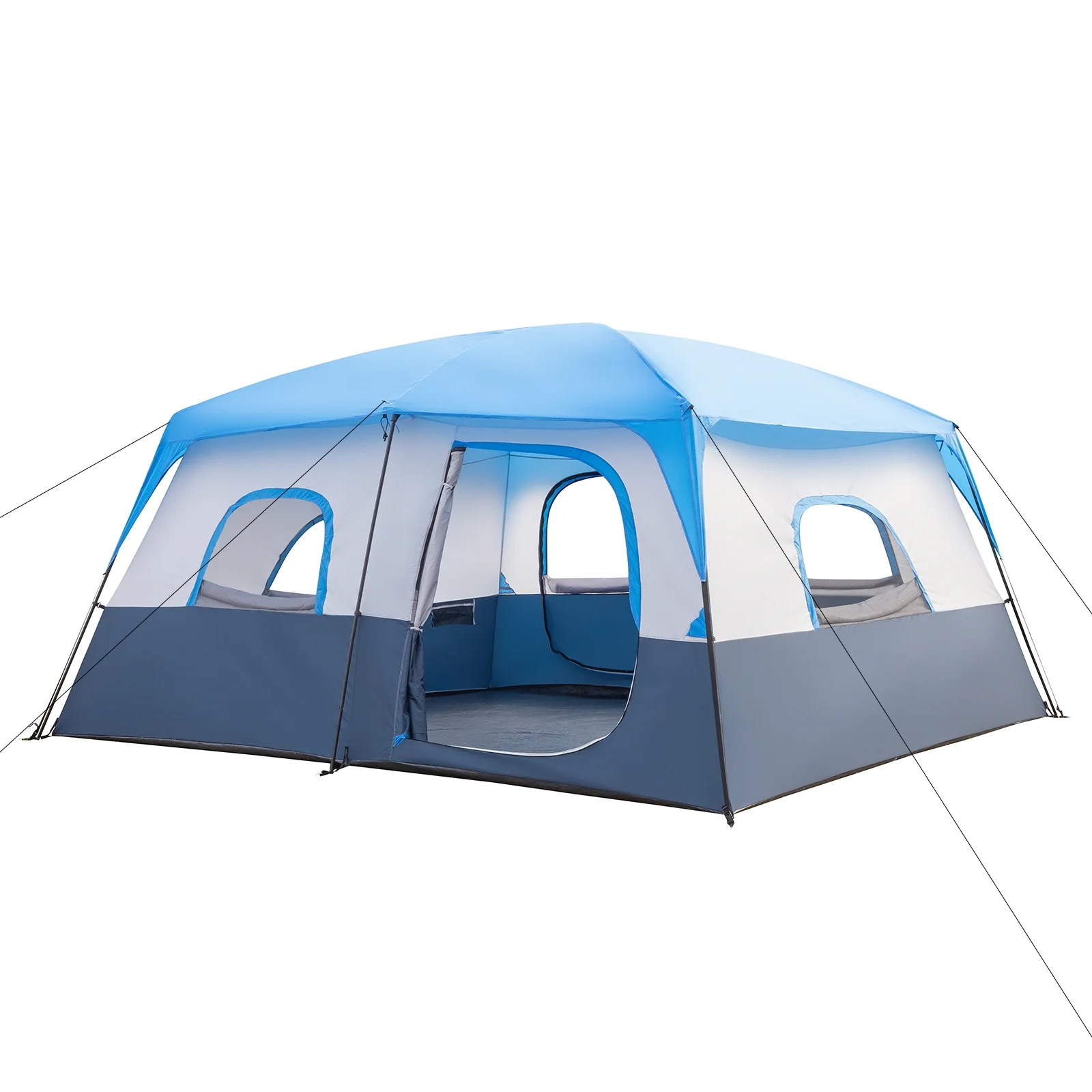 Zimtown Family Camping Tents 10 People Three Rooms Polyester Cloth Fiberglass Poles Dark Gray - Womvr