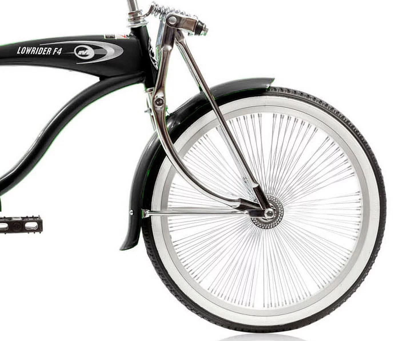 Micargi F4 20 In. Lowrider Hi-Ten Steel Coaster Brake Single Speed One Piece Crank Alloy Rims 140 H, Black - Womvr