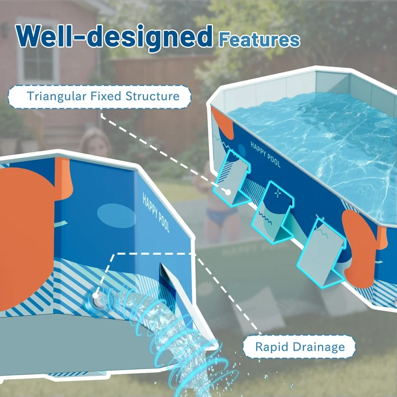 Homall 112�� Foldable Swimming Pool Outdoor Inflatable-free Pools Summer Portable Above Ground Pool Kiddie Pool Adults Kids Family Pet Dog Play Pool for Backyard Garden - Womvr