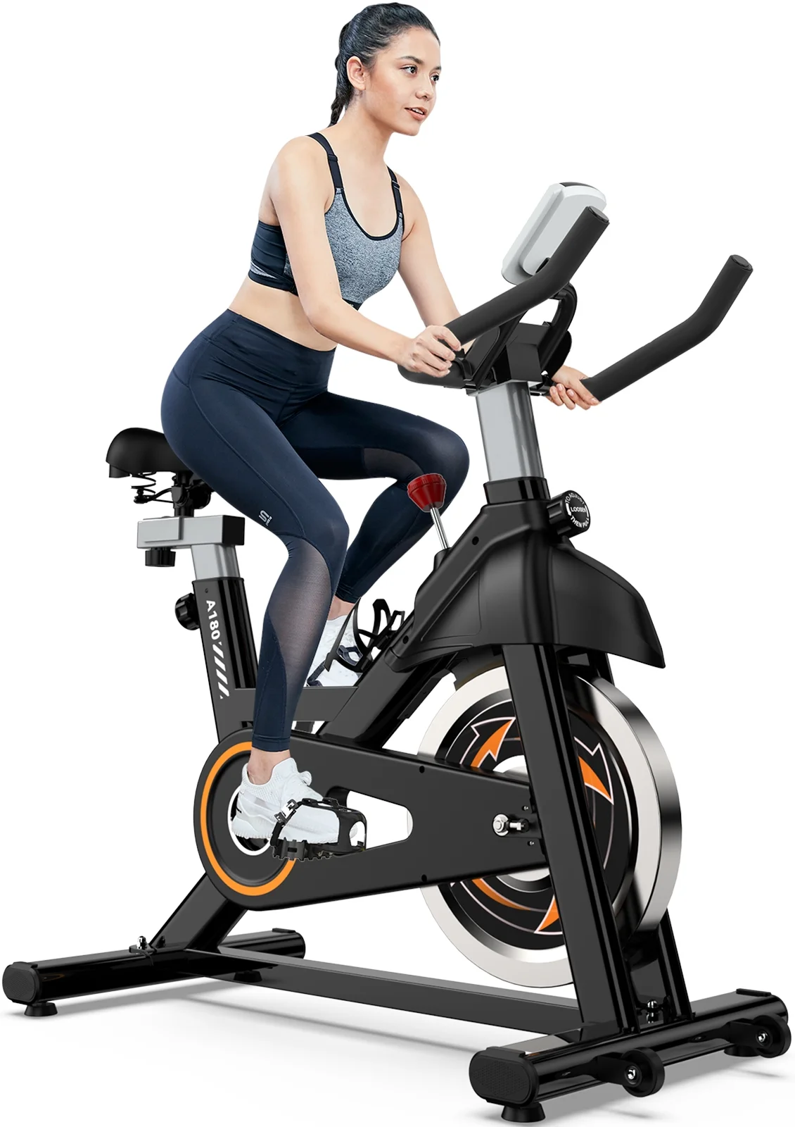 Pooboo Indoor Cycling Exercise Bikes Stationary Fitness Cycle Upright Cycling Belt Drive for Home Cardio Workout 35 Lbs Flywheel 350lb - Womvr