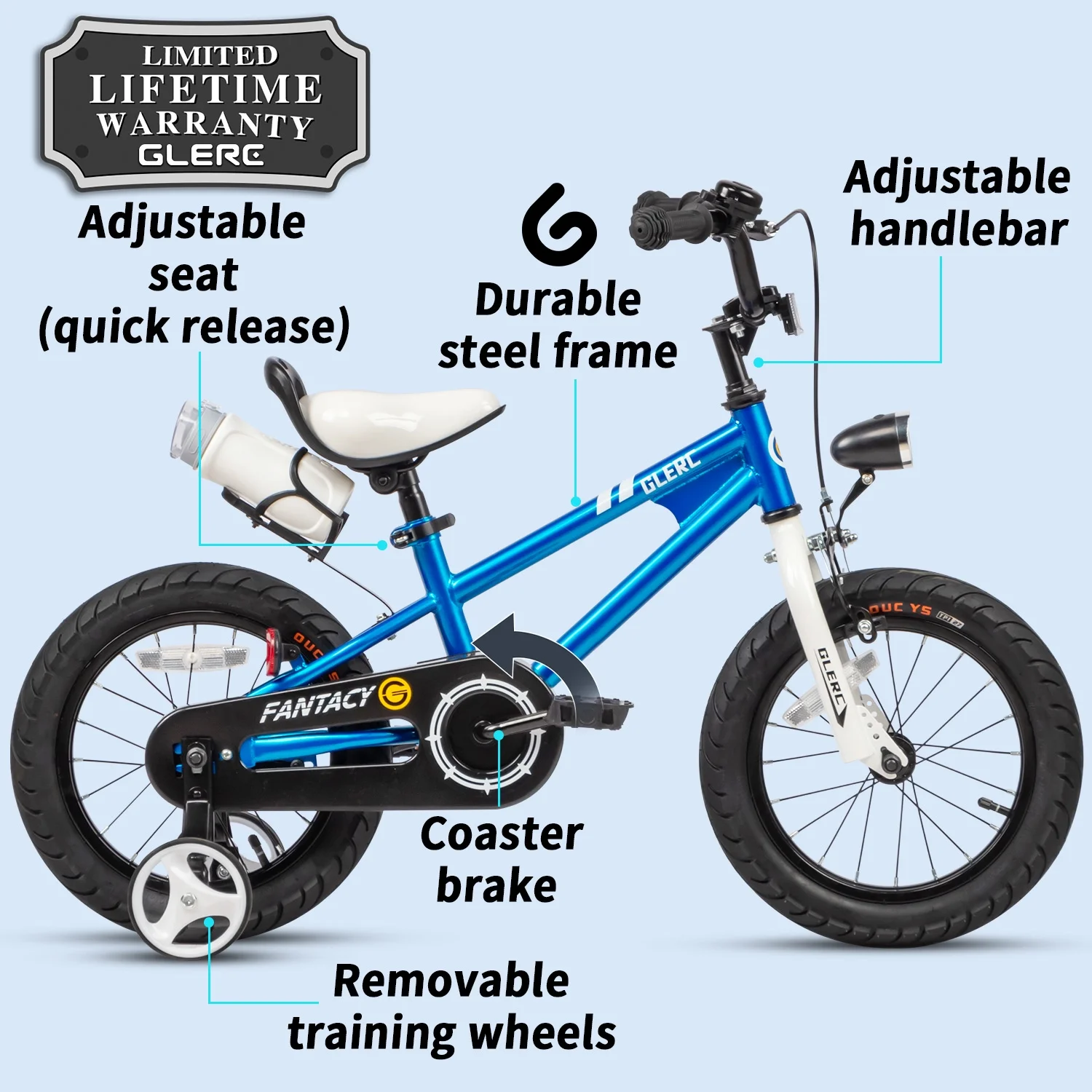 Glerc 12 inch Toddler and Kids Bike for 2-4 Years Old Boys & Girls, White - Womvr