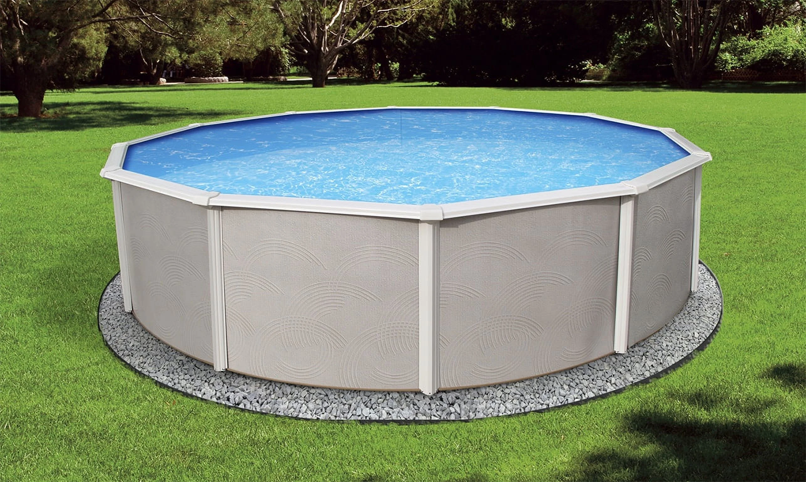 Blue Wave Belize 24-ft Round 52-in Deep 6-in Top Rail Metal Wall Swimming Pool Package - Womvr