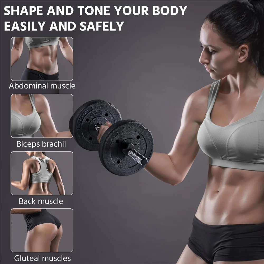 Easyfashion 66LB Adjustable Dumbbell Set for Home Training, Black - Womvr