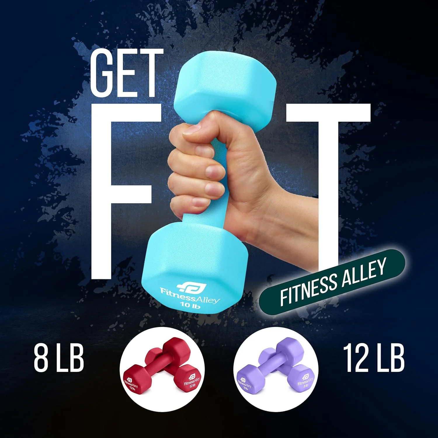 Fitness Alley Neoprene Workout Dumbbells - Non Slip, Anti Roll Exercise & Fitness Dumbbells Combo - Hex Shaped Hand weights for Men & Women(2, 4, 6, 8, & 10lb Dumbbells) - Womvr