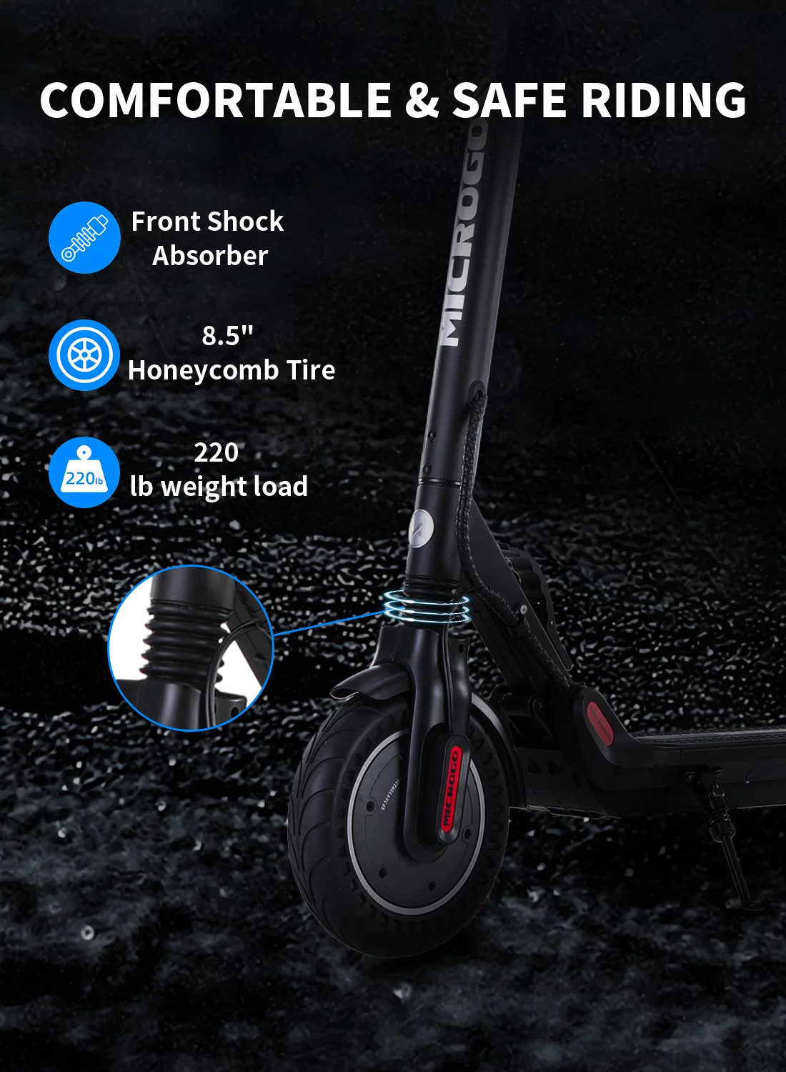 MICROGO M5 Upgrade Electric Scooter for Adults, 350W Motor and 8.5 inch Honeycomb Tires 19 Mph Top Speed Long Range Folding E Scooter Commuter - Womvr