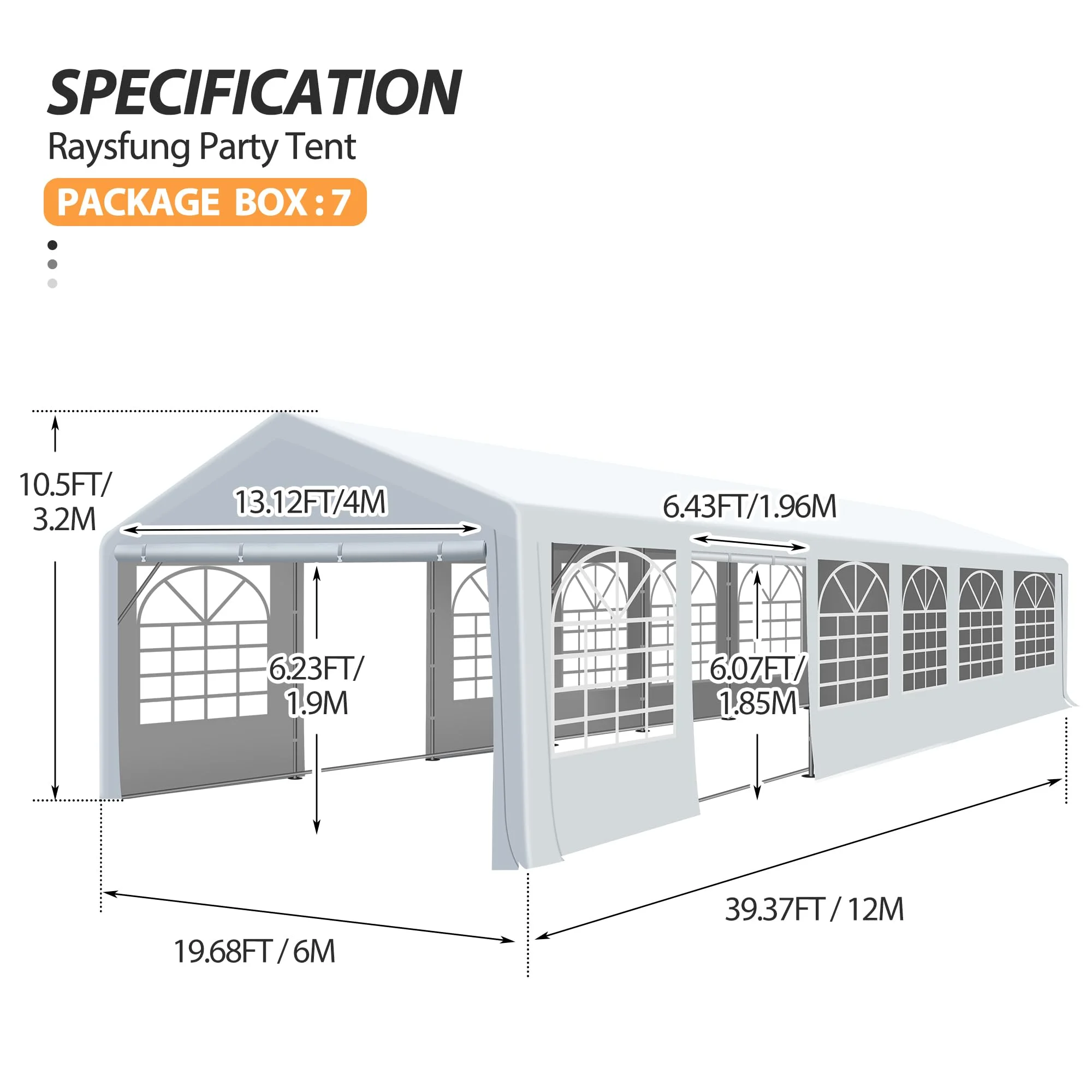 COVERONICS 20x40FT Patio Party Tent with Windows - Heavy Duty Wedding Tent with 2 Roll-up Doors, Canopy Gazebo for Outdoor Activities, Party Events, Festivals - Womvr