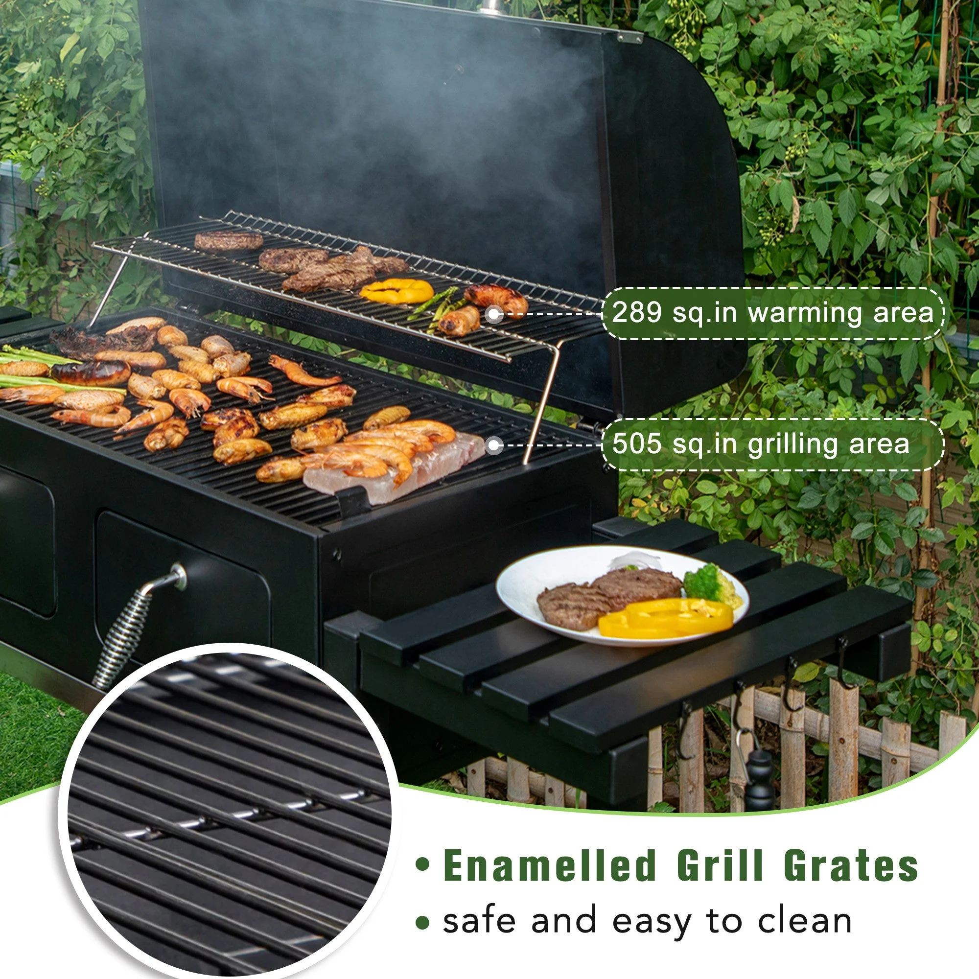 Alpha Joy 34-inch BBQ Charcoal Grill Outdoor Portable Barbecue Grill - Womvr