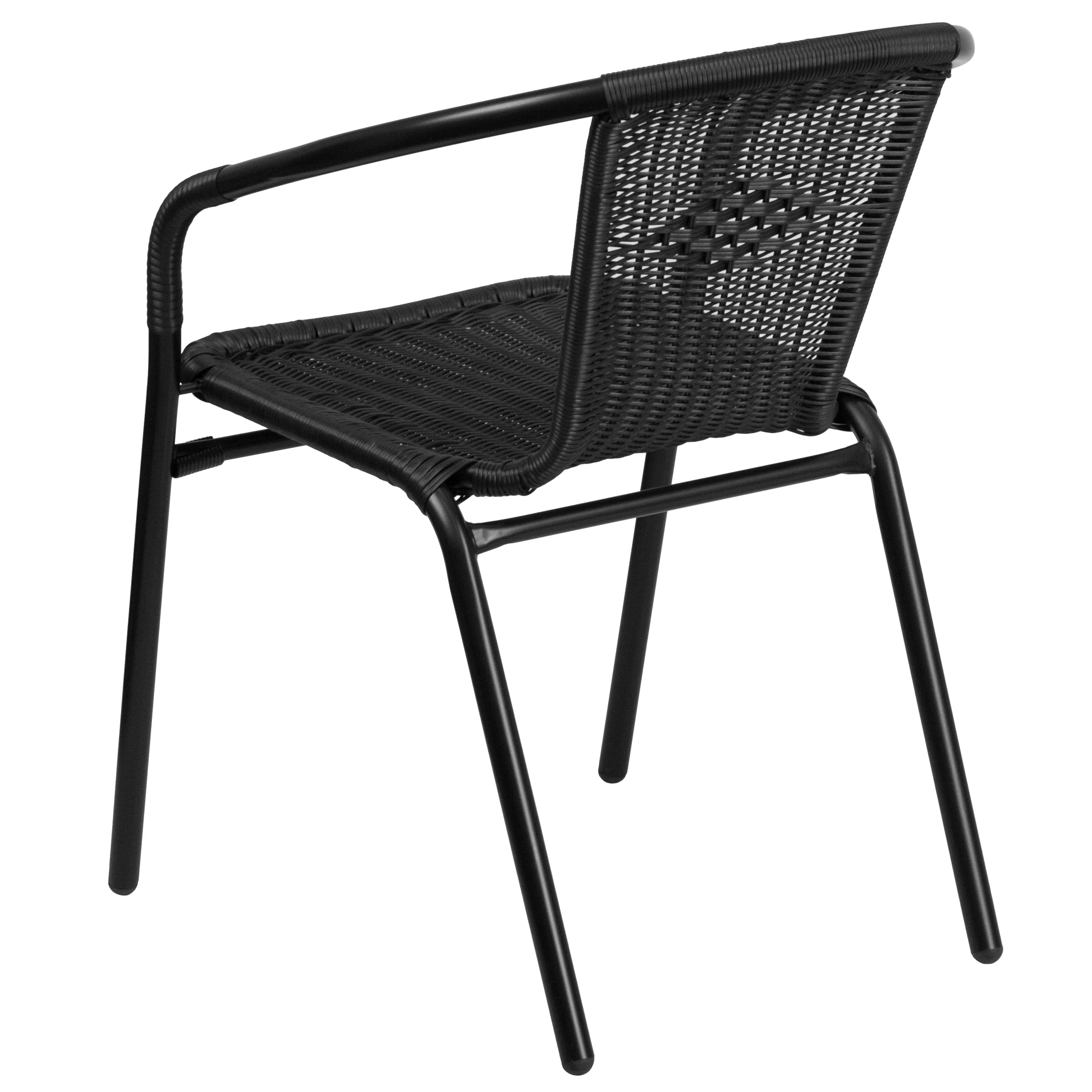 Emma + Oliver 2 Pack Gray Rattan Indoor-Outdoor Restaurant Stack Chair with Curved Back - Womvr