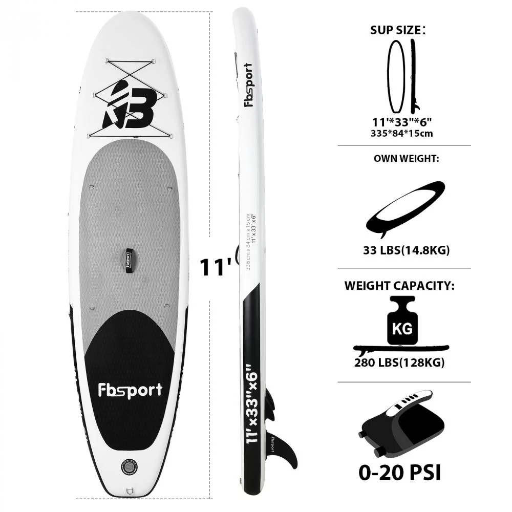 Fbsport Electric Inflatable Paddle Board, Stand UP Paddleboard 11' Length with Electric Pump SUP Accessories - Womvr