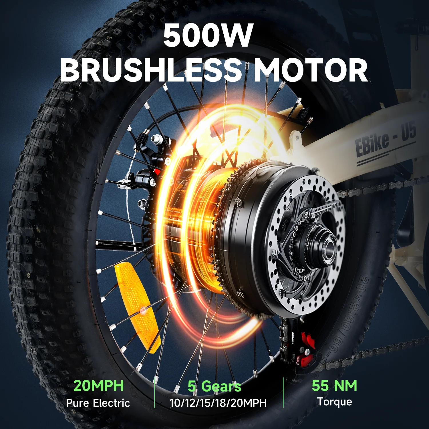 isinwheel U5-W Electric Bike Adult 500W, 20MPH, Max Range 45+ Mile E Bike, 20