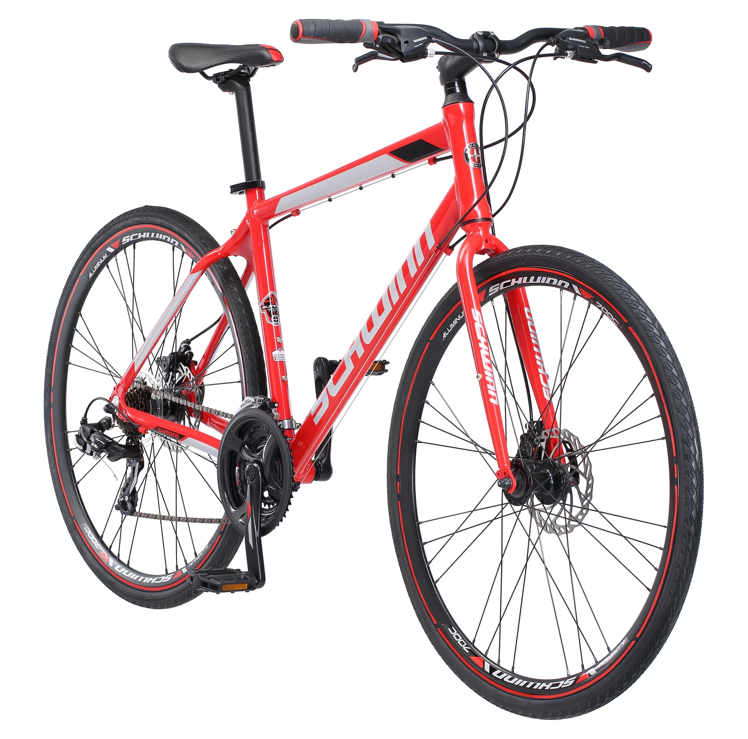 Schwinn Kempo Hybrid Bike, 700c Wheels, 21 Speeds, Mens Frame, Red - Womvr
