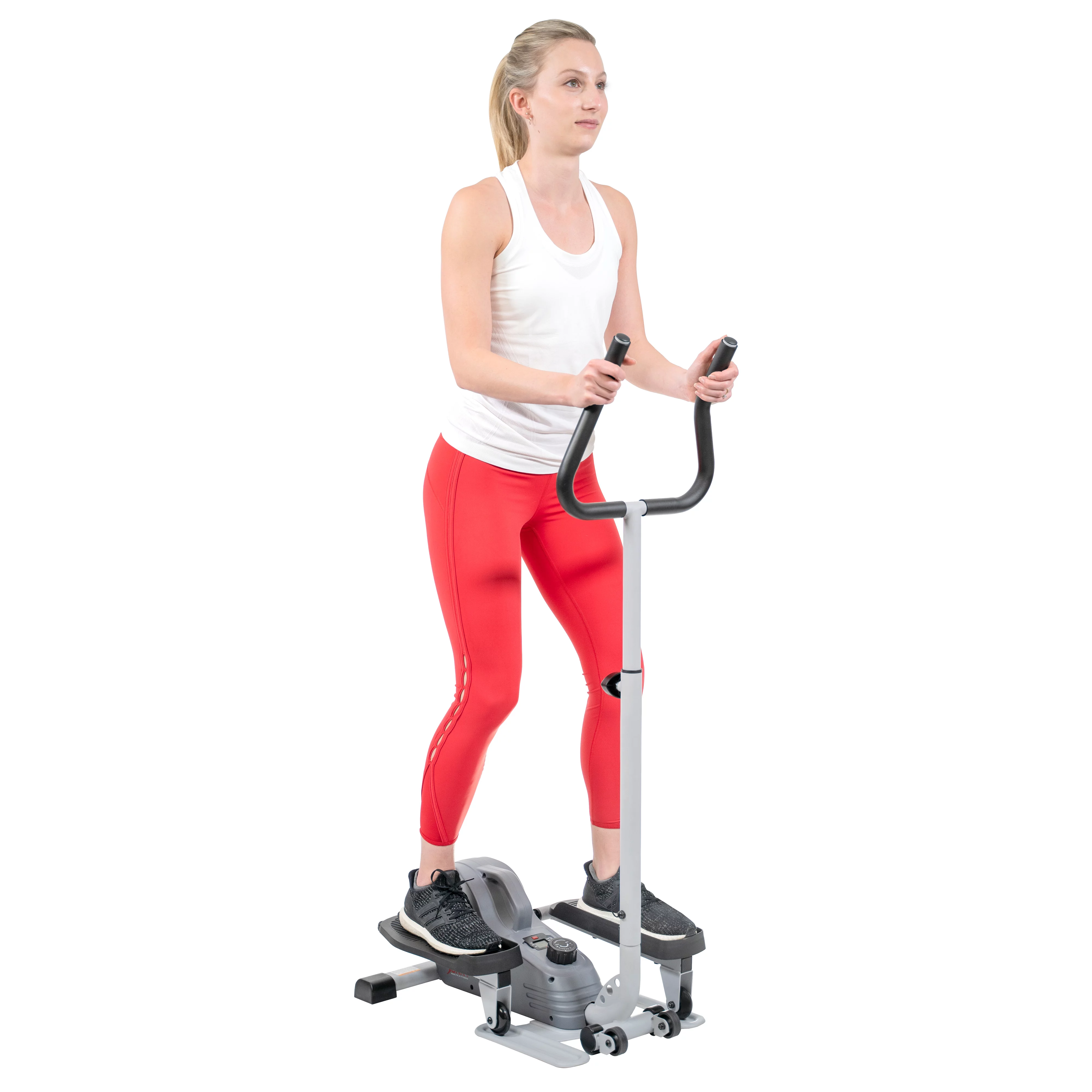 Sunny Health & Fitness Compact Magnetic Standing Elliptical Machine w/ Handlebars - Portable Workout Stepper for Home, SF-E3988 - Womvr