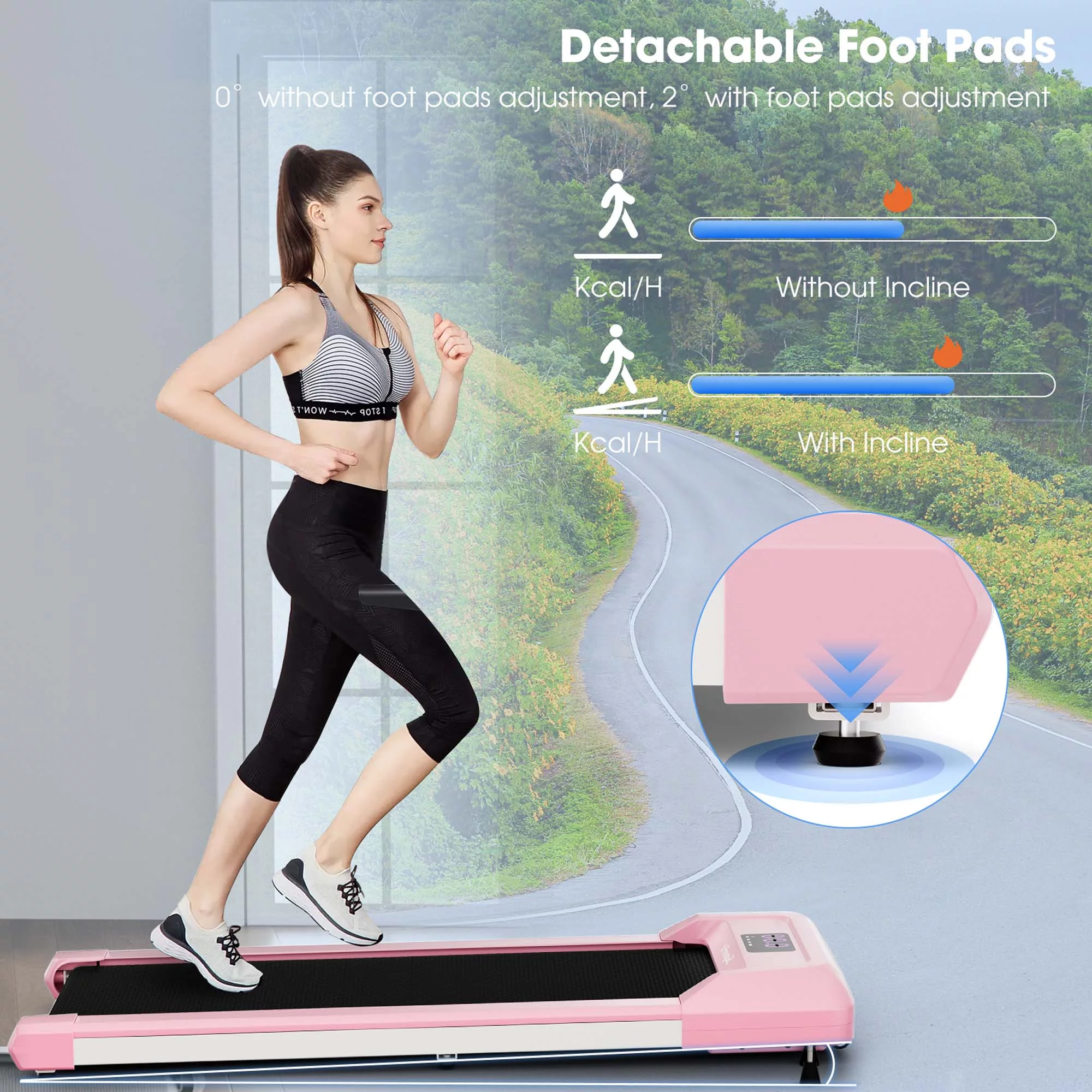 SuperFit 0.6-3.8MPH Walking Pad Under Desk Treadmill with Remote Control and LED Display Black - Womvr