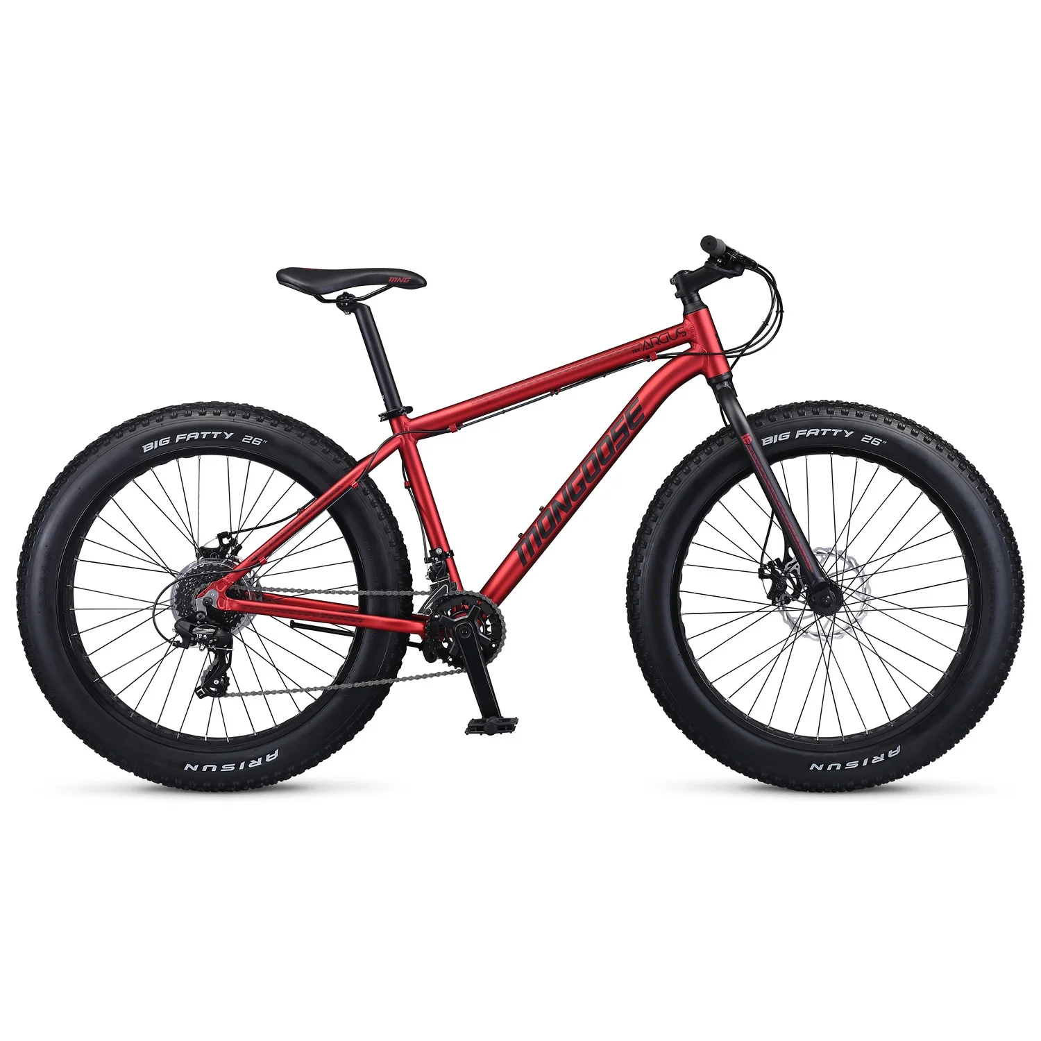 Mongoose Argus TRX Fat Tire Mountain Bike, 26-Inch Wheels, 16 Speeds, Red - Womvr