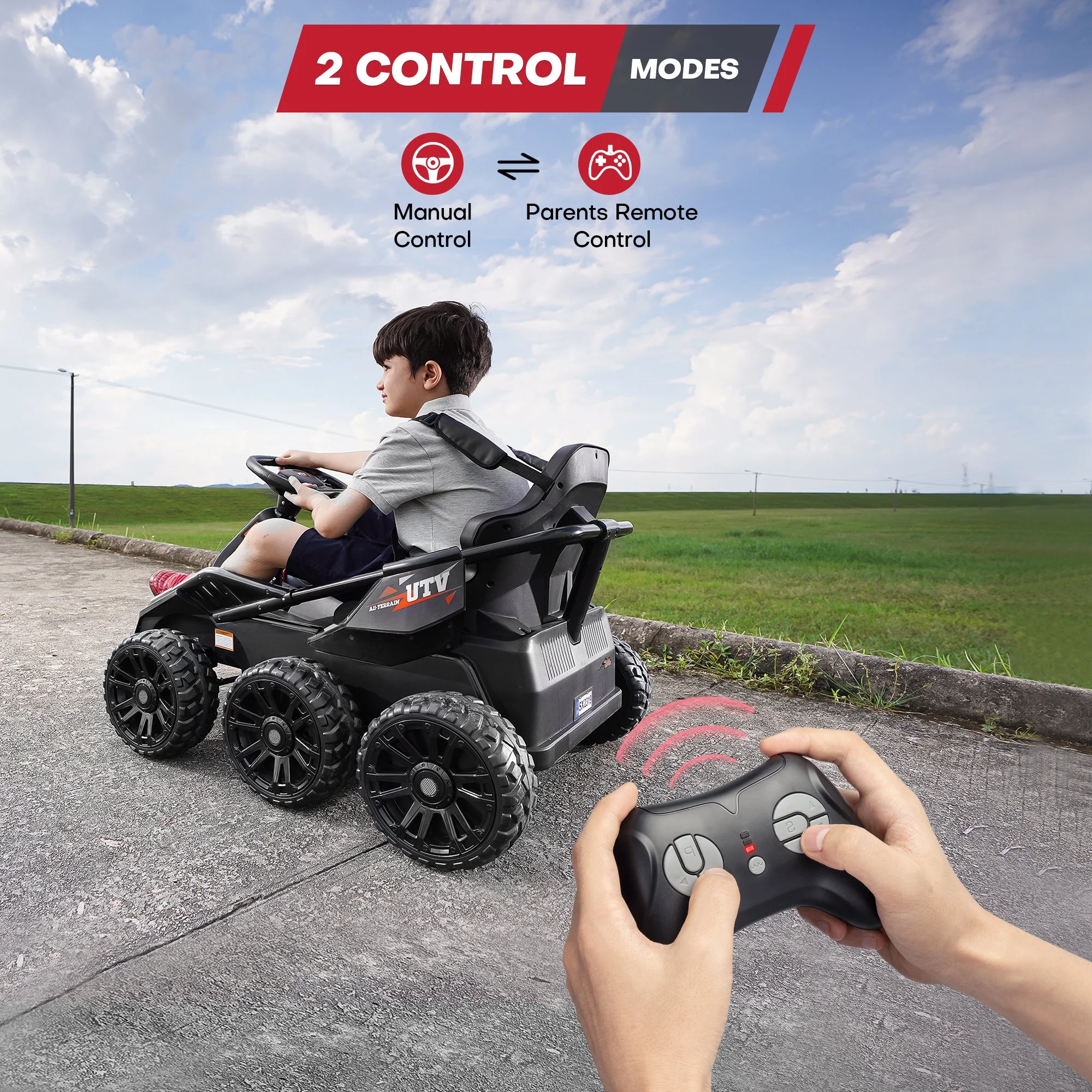 Teoayeah 24V Ride on Toys for Kids Ages 3-10, 2WD/4WD Switch, 4x75W Powerful Electric Car, 4 Shock Absorbers, Parent Remote, Music Player - Green - Womvr