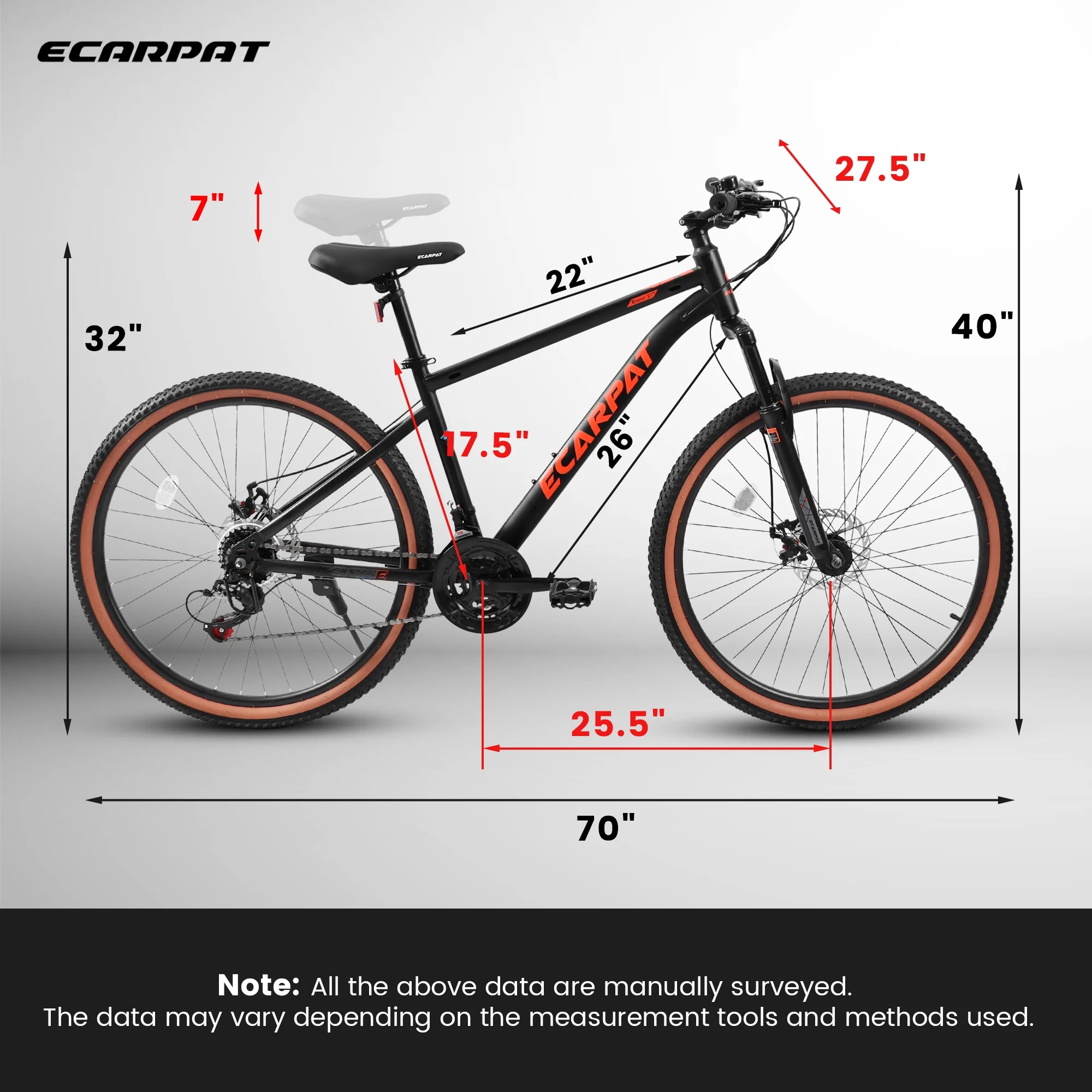 27.5 inch Mountain Bike for Men, Adult Mountain Bike with 21 Speeds, Black - Womvr