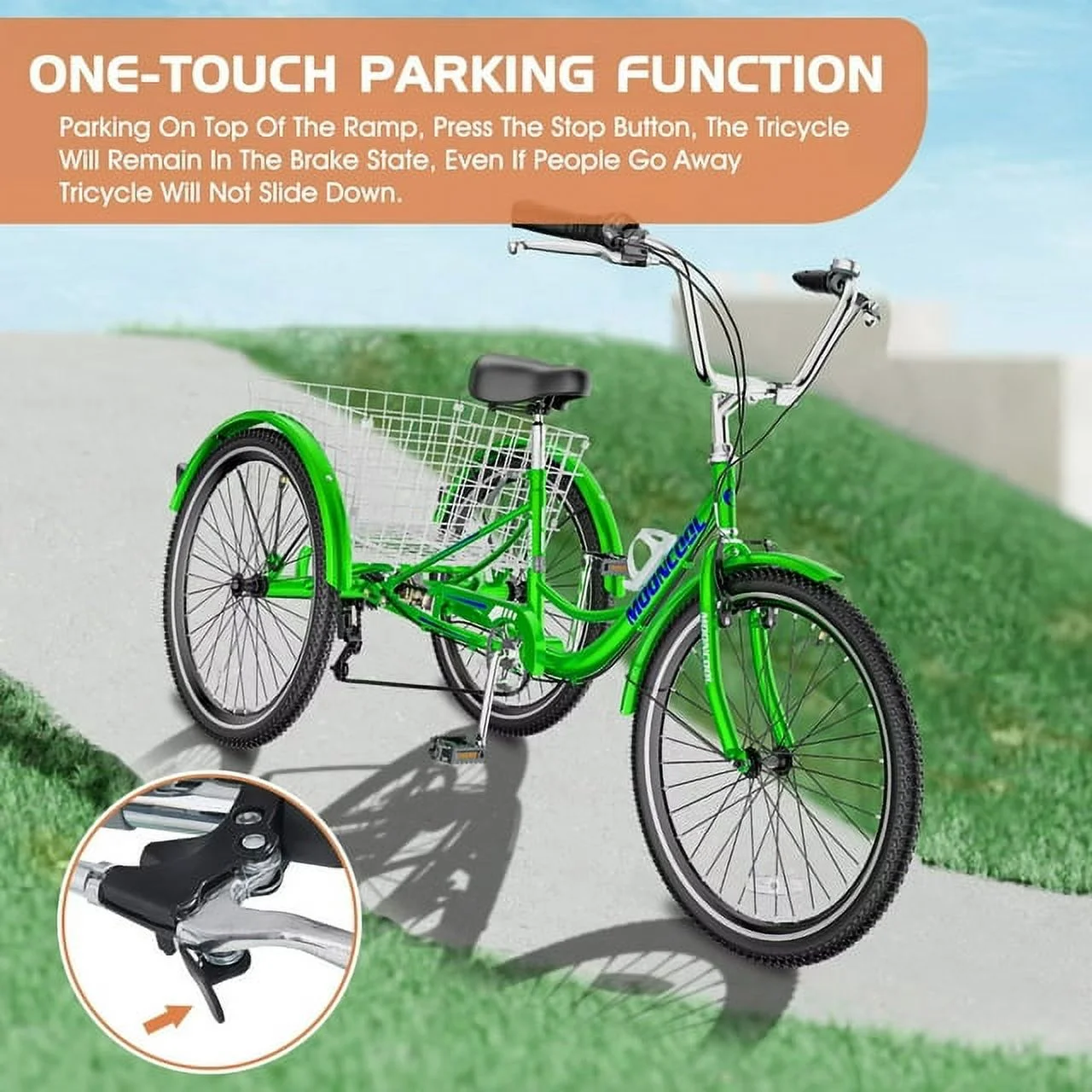 Lilypelle Adult Tricycles 7 Speed 20/24/26 Inch Three Wheel Bike Cruiser Trike with Low-Step Through Frame/Large Basket for Men, Women, Seniors - Womvr