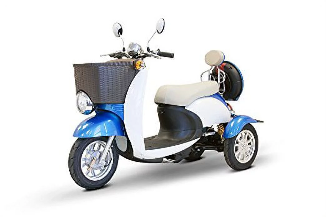 E-Wheels EW-11 Electric Sport Euro 3 Wheel Scooter with Basket, Red - Womvr