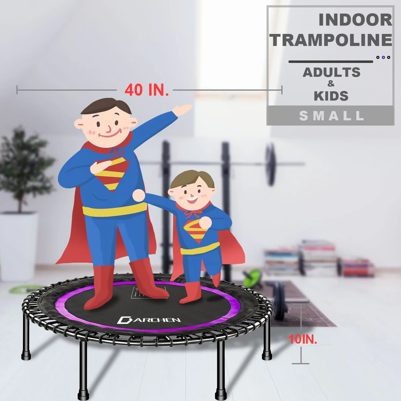 Darchen 450 lbs Mini Trampoline for Adults, Indoor Small Rebounder Exercise Trampoline for Workout Fitness for Quiet and Safely Cushioned Bounce, 40 Inch - Womvr
