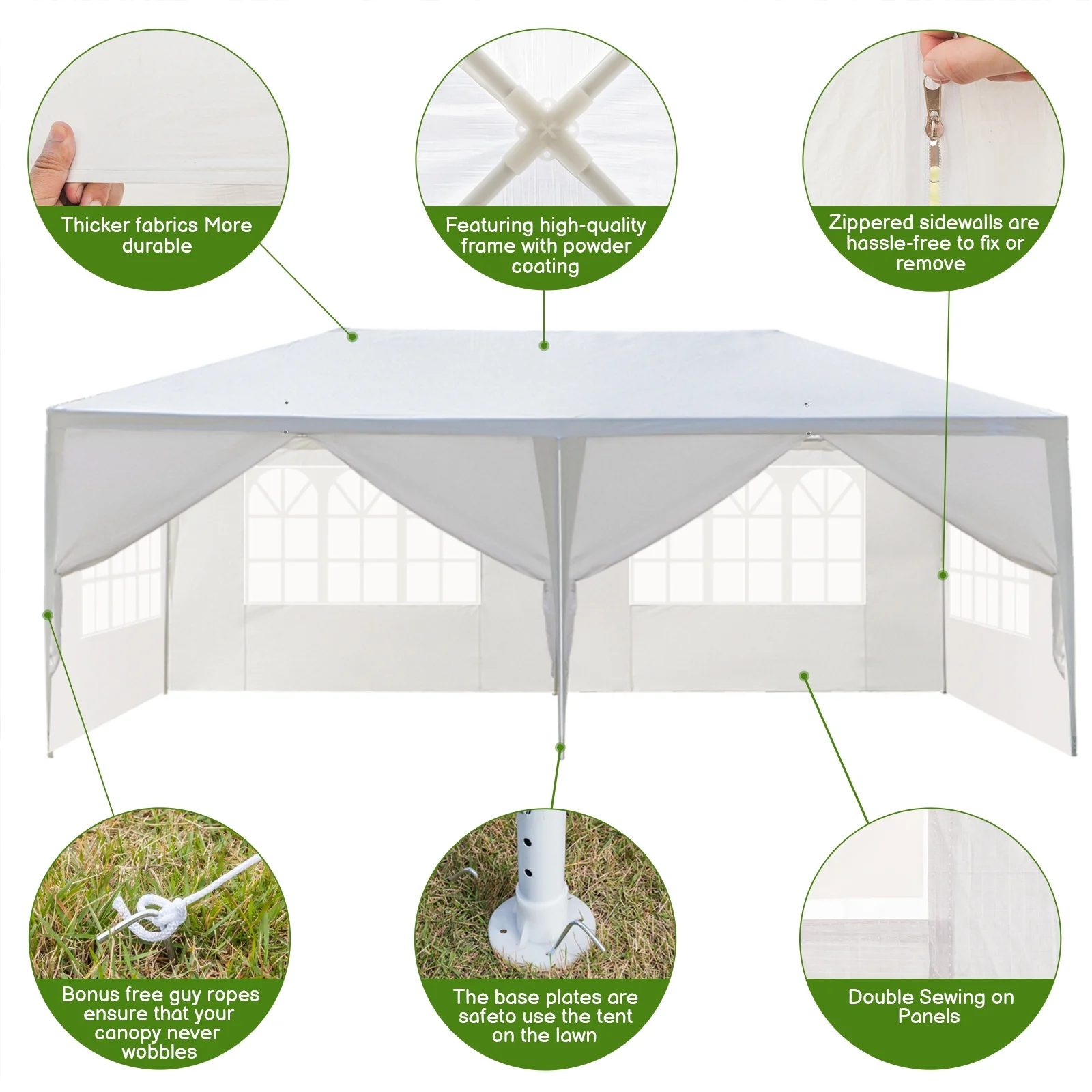 Ktaxon 10'x 20' Canopy Party Wedding Tent Garden Pavilion Cater Events 6 Removable Sidewalls White - Womvr