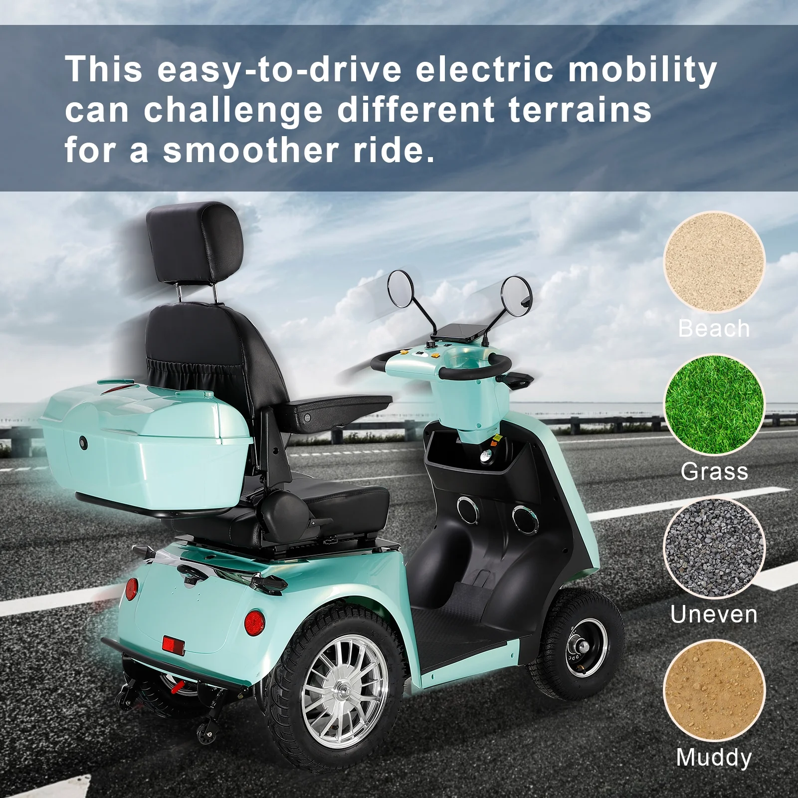 Heavy duty 4 wheel adult mobility Scooter Senior Medical Electric Mobility Scooter 800W Mobility scooter 500 lb capacity. - Womvr