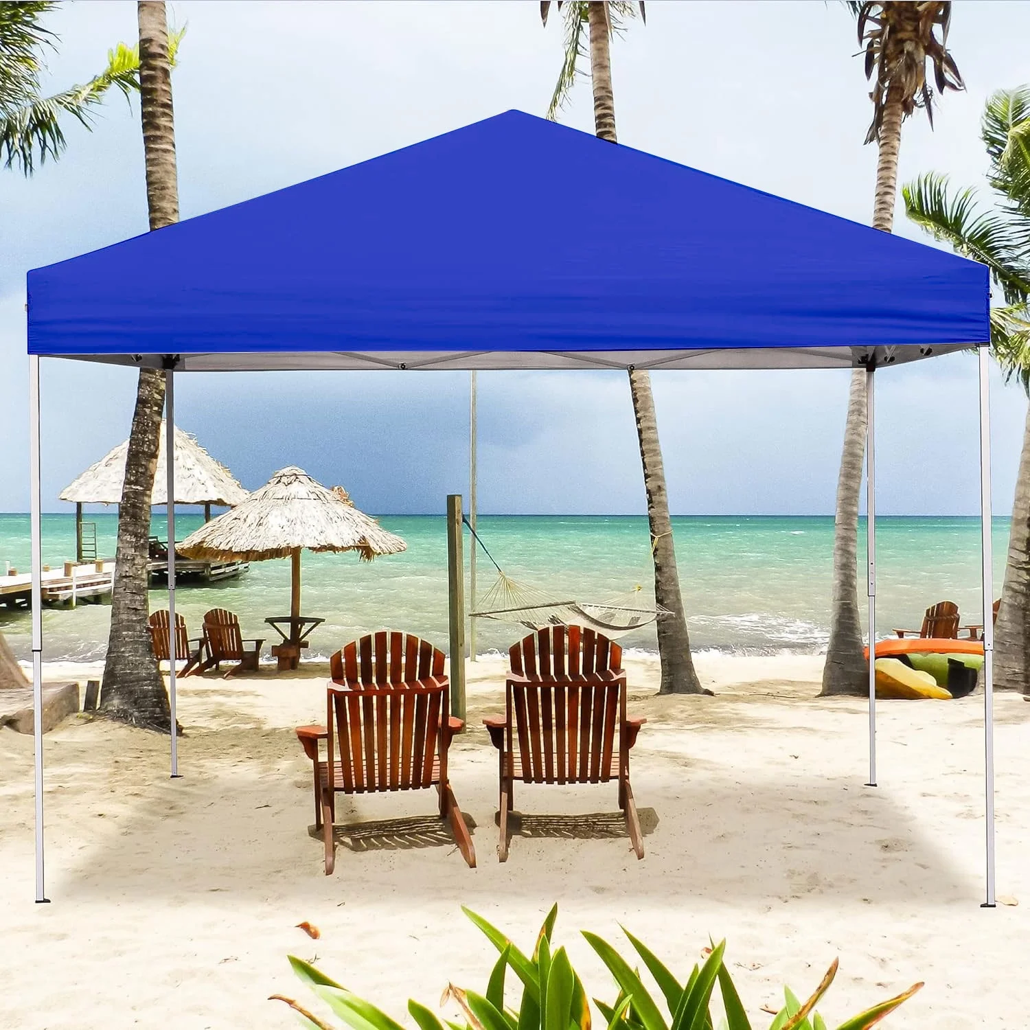 GVDV Canopy Tent, 10x10 ft Easy Pop up Outdoor Canopy Tent, Portable Straight Leg Gazebo Instant Canopy, Blue - Womvr