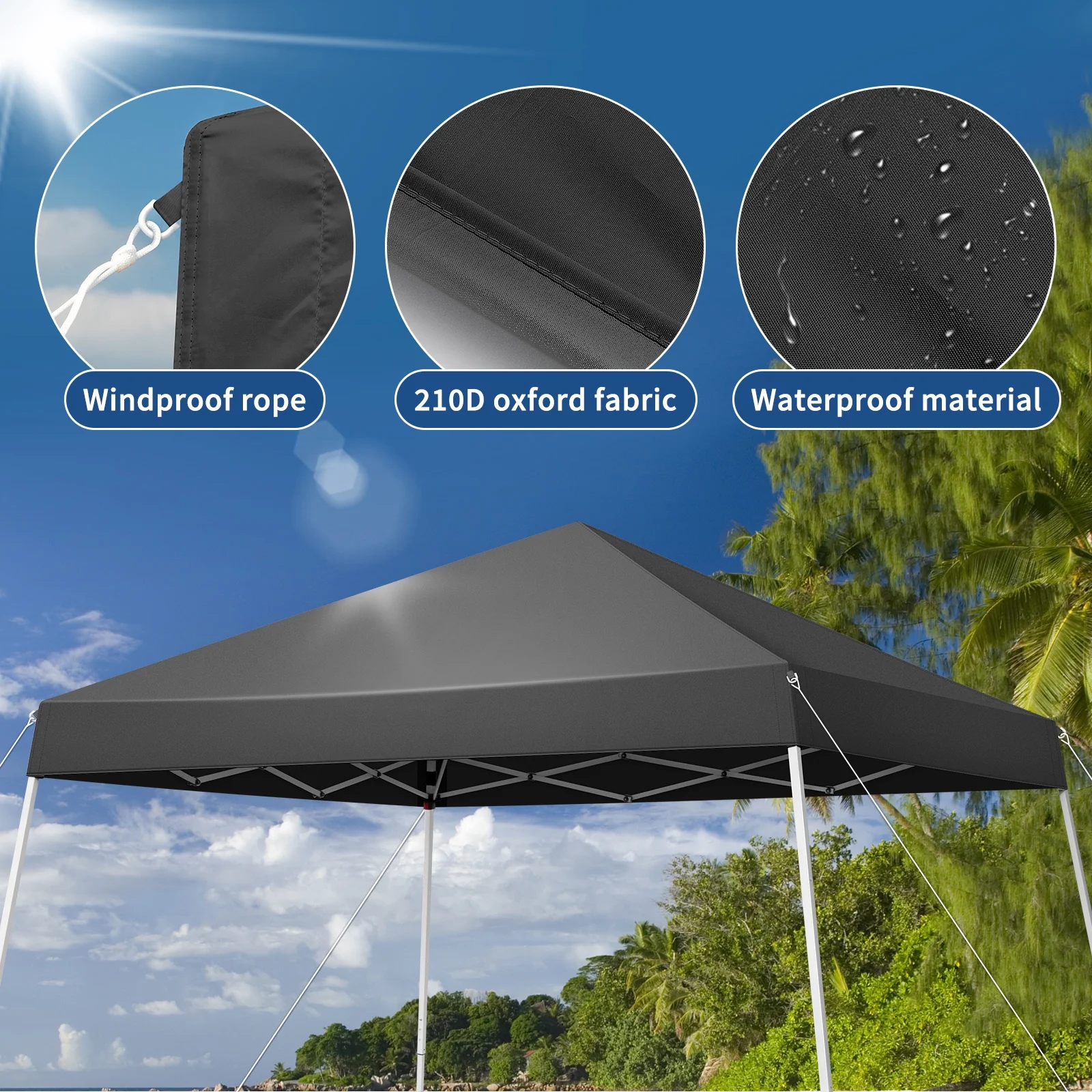 Zimtown 10ft x 10ft Base/8ft x 8ft Top Pop up Canopy Tent Instant Practical Waterproof Folding Tent with Carry Bag - Womvr