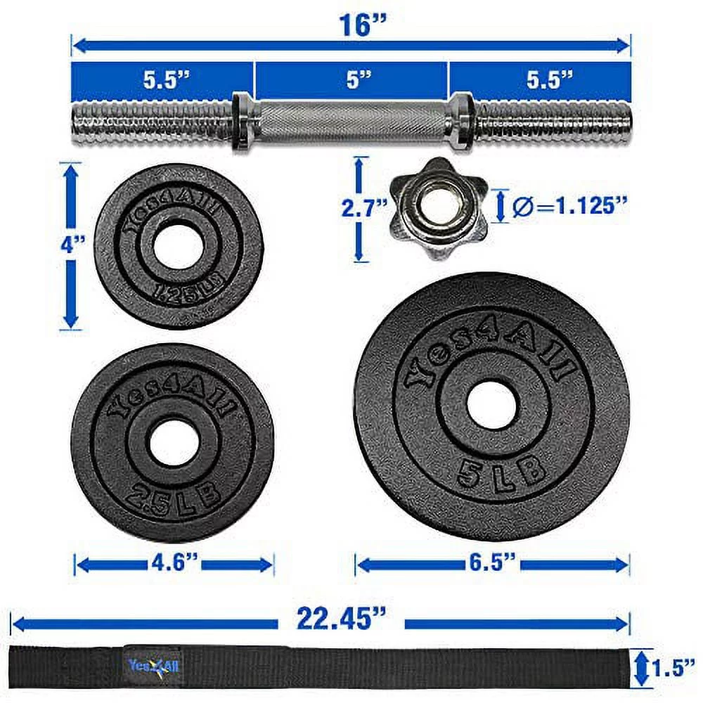 Yes4All 200 lbs Adjustable Dumbbell Weight Set, Cast Iron Dumbbell, Pair - Womvr