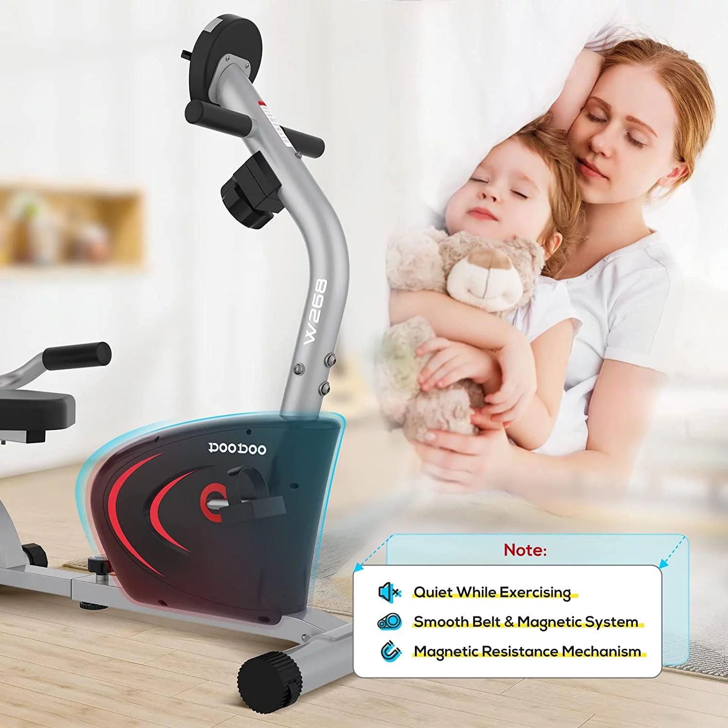 Pooboo Recumbent Exercise Bikes Sit Down Stationary Bicycle Magnetic Resistance Indoor Cycling Bike 330lb - Womvr