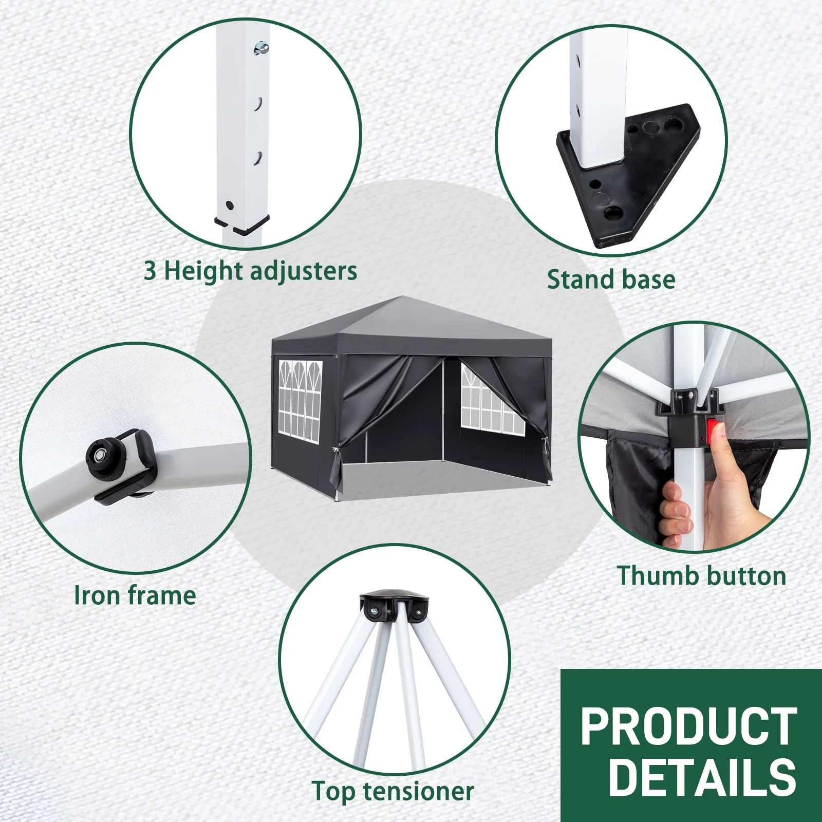 Zimtown 10ft x 10ft Base/8ft x 8ft Top Pop up Canopy Tent Instant Practical Waterproof Folding Tent with Carry Bag - Womvr