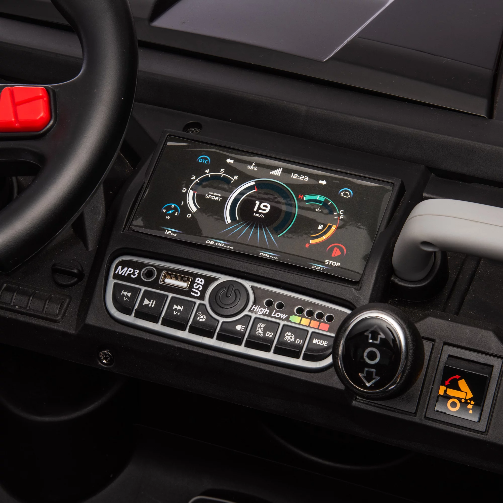 24V 2 Seater Ride on Toys, Ride On UTV with 2x200W Motor Ride On Dump Truck, Ride On Car with Dump Bed/Shovel, Electric Vehicle with Rubber Tires, LED Light, Music, Remote Control, Black - Womvr