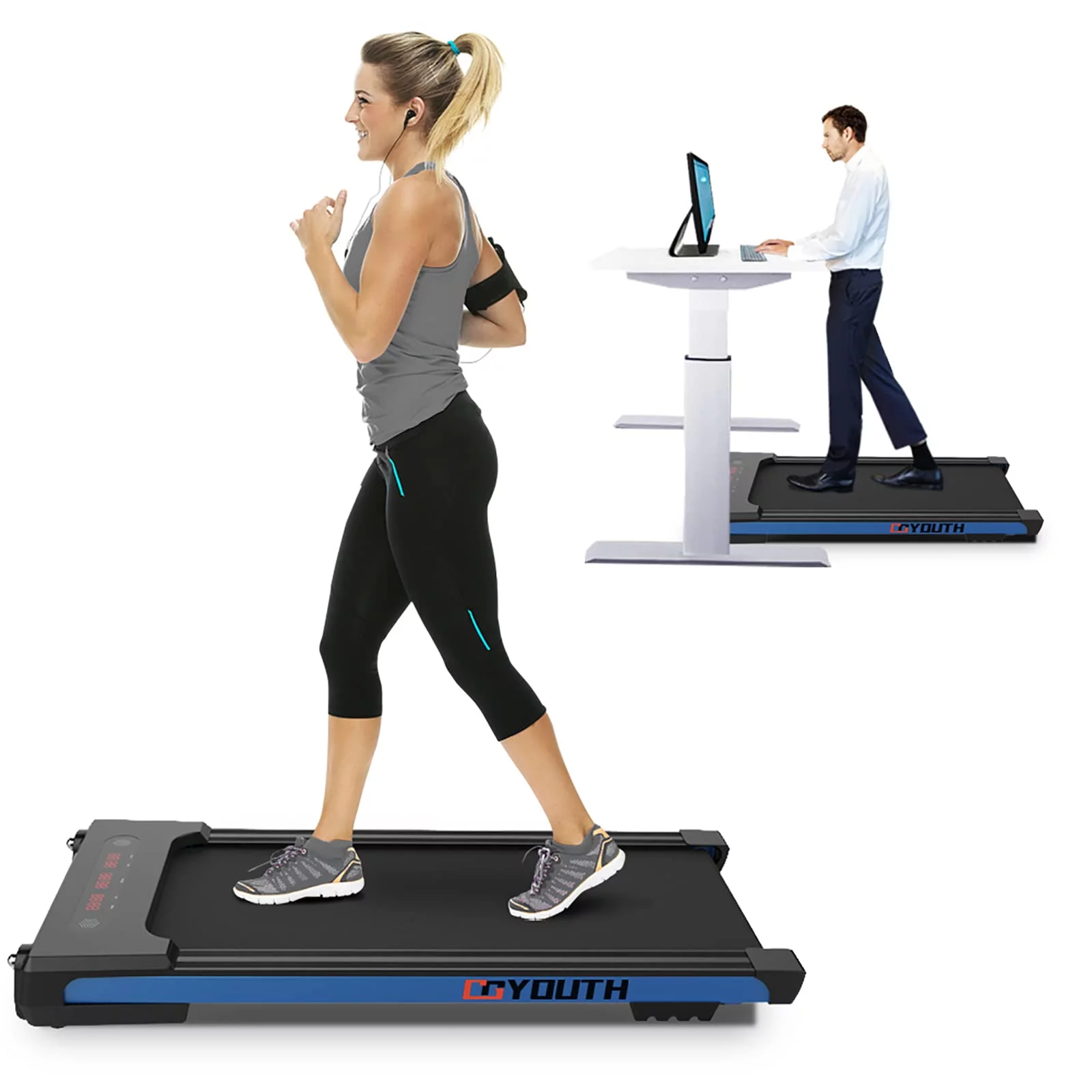 GOYOUTH Under Desk Treadmill Electric Walking Jogging Exercise Machine for Home/Office Use - Womvr