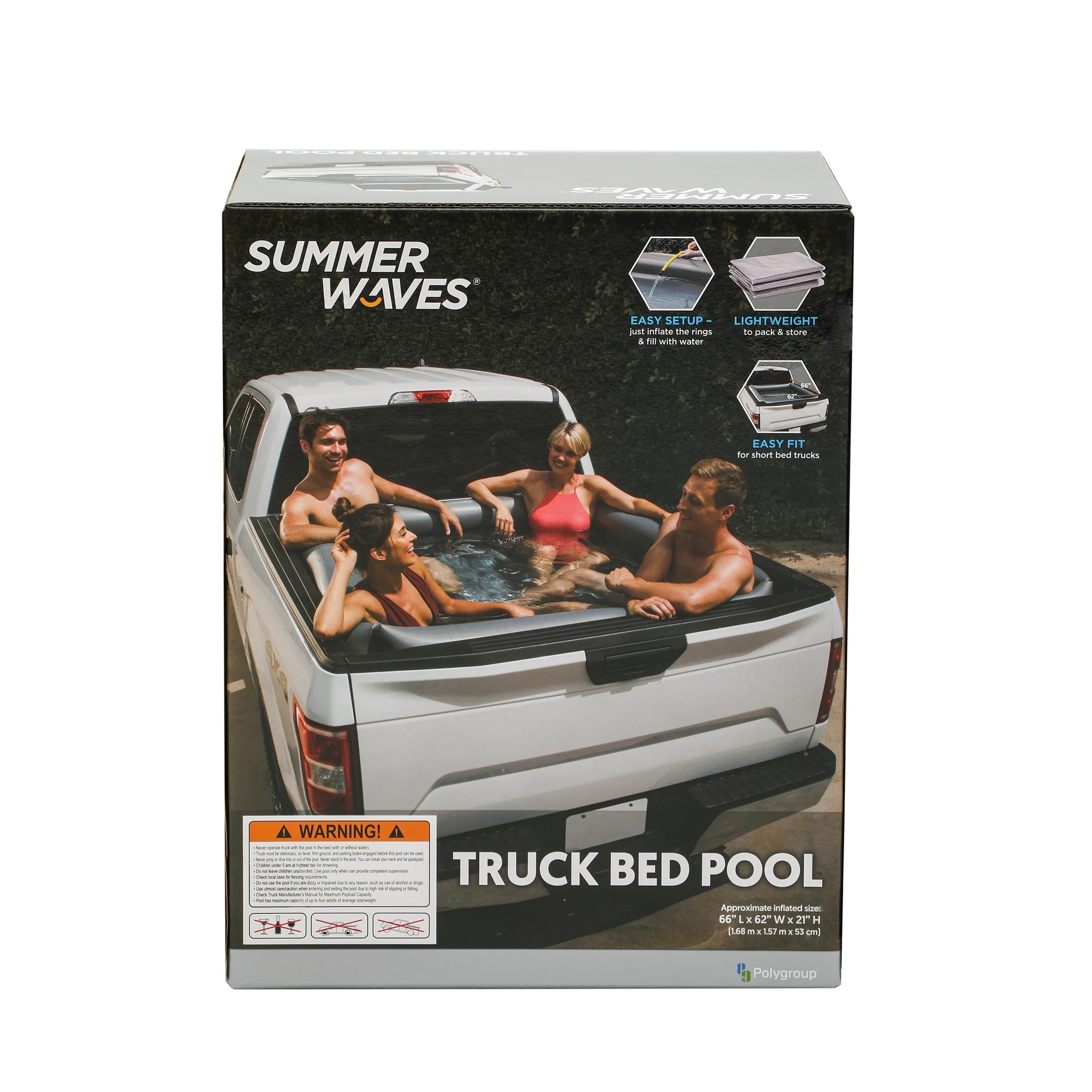 Summer Waves Rectangular Inflatable Truck Bed Pool, Gray, Adults, Unisex - Womvr