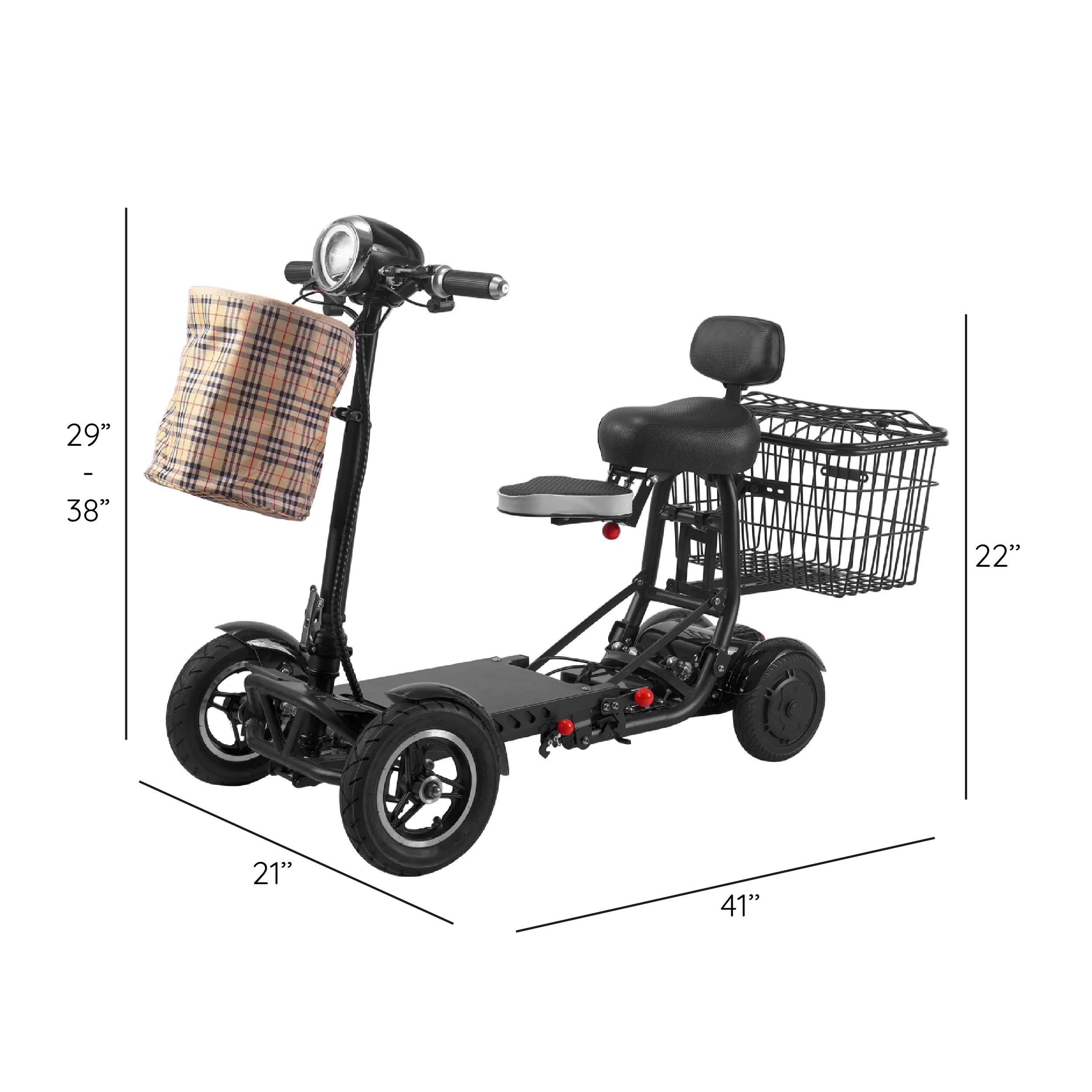 Smart Lightweight Electric Power Scooter, 4 Wheels Foldable Double Seats - Womvr