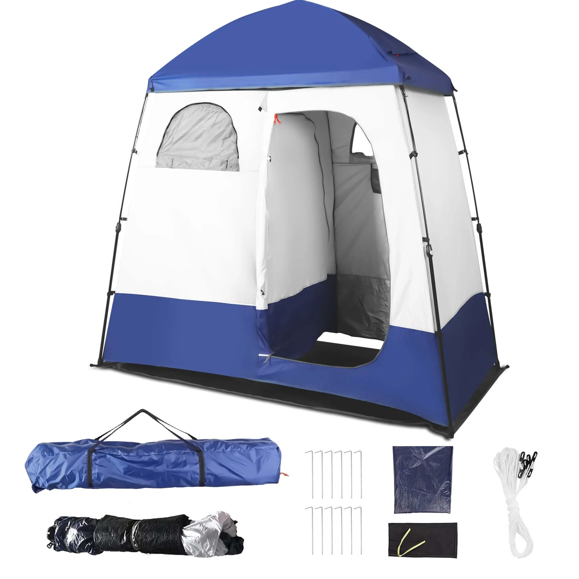 GVDV Camping Shower Tent Oversize Space Privacy Tent Portable Outdoor Shower Tents for Camping with Floor Changing Tent Dressing Room Easy Set Up Shower Privacy Shelter 2 Rooms Toilet Tent - Womvr