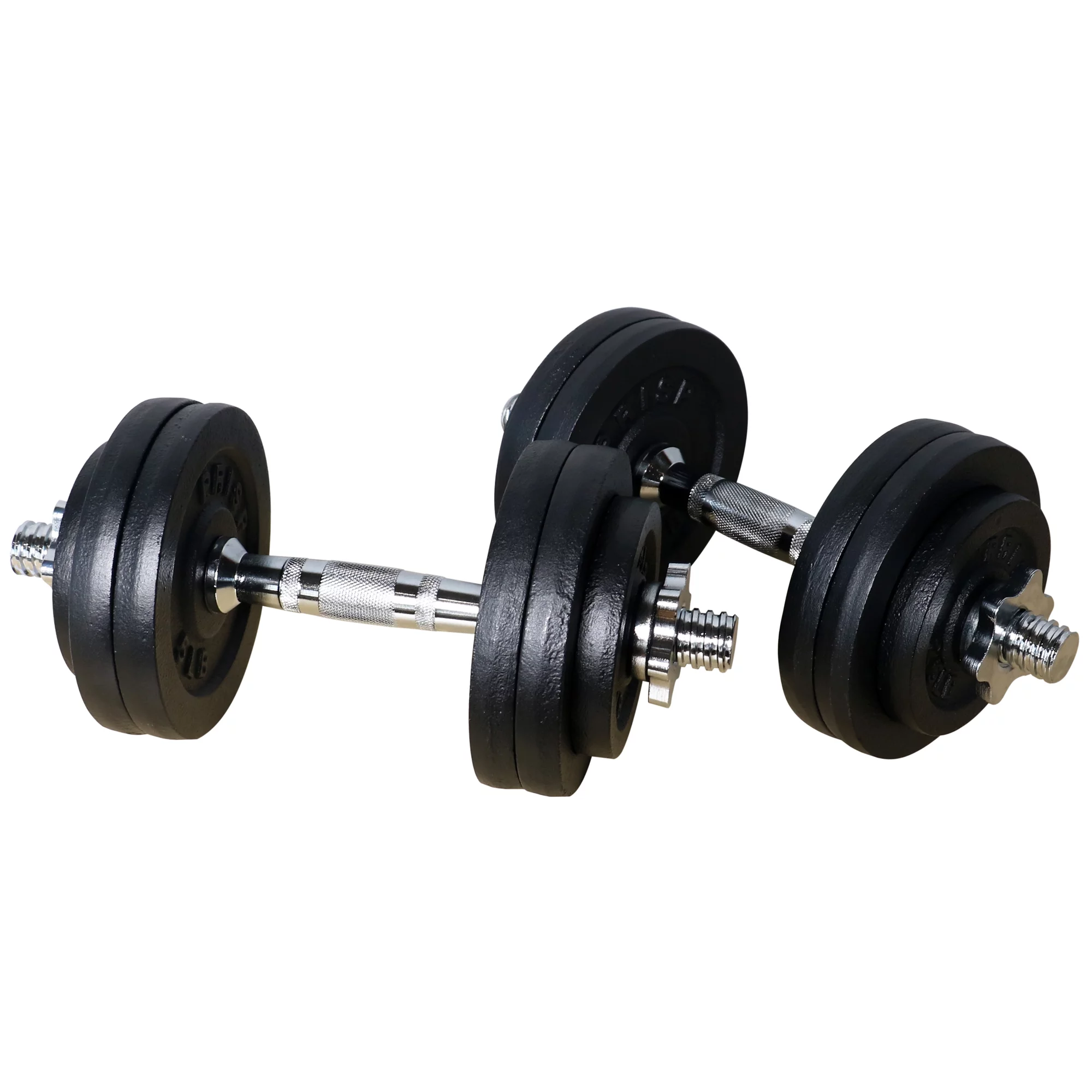 PRISP Adjustable Weight Dumbbells Set - Includes 2 Bars, Cast Iron Plates and Threaded Collars - Womvr