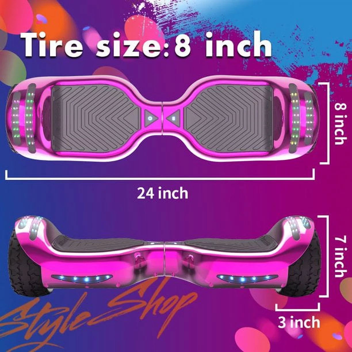Hoverstar ul2272 Hoverboard All-Terrain LED Flash Wide All Terrian Wheel, Blue - Womvr