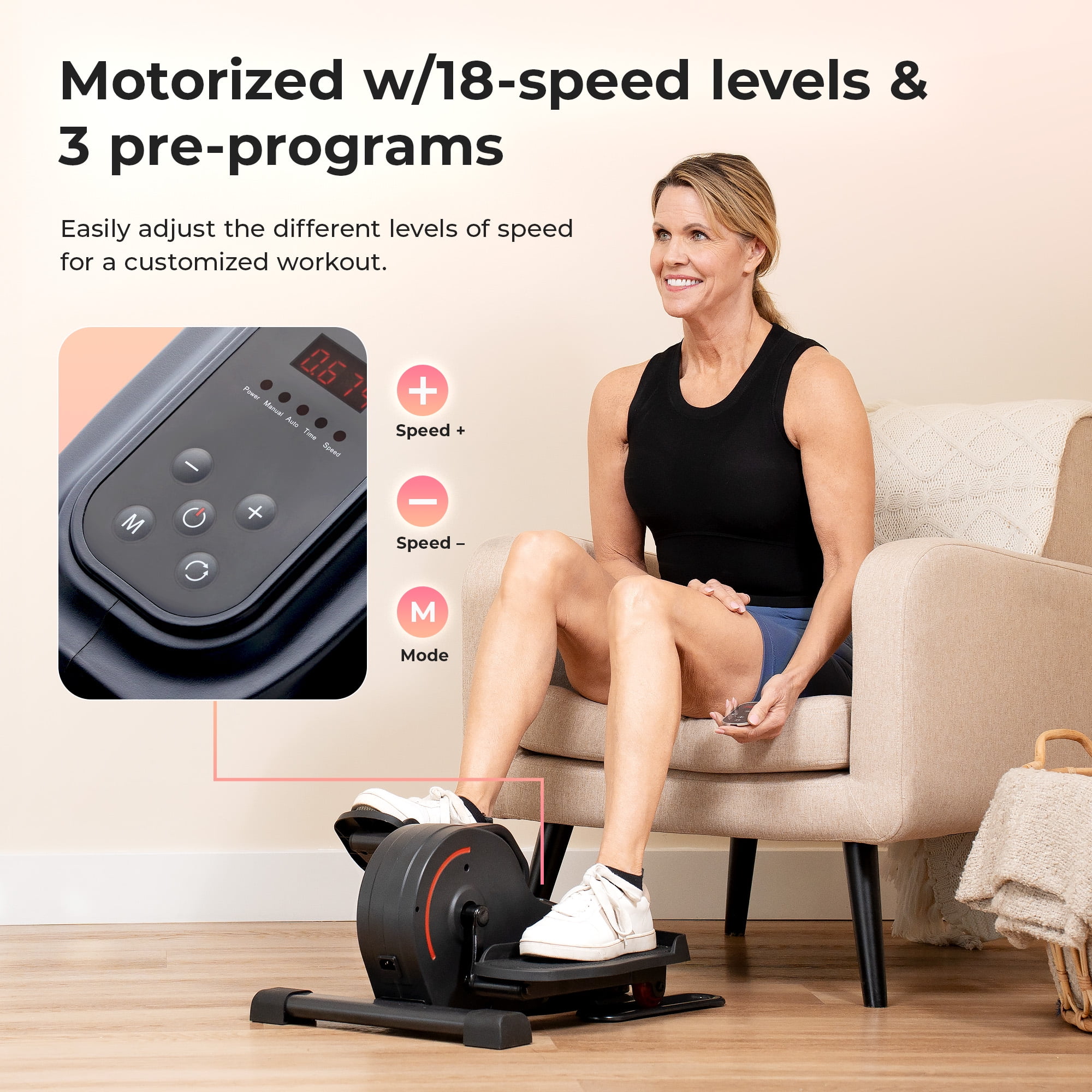 Sunny Health & Fitness Magnetic Under Desk Elliptical Peddler Exerciser - SF-E3872 - Womvr