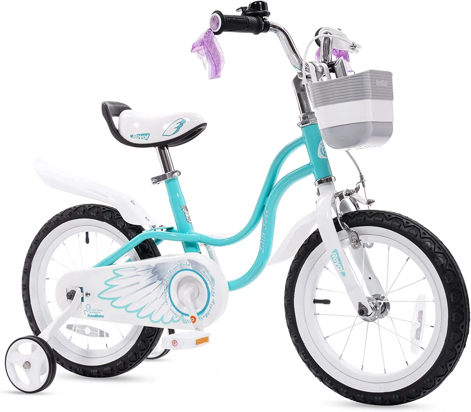 Royalbaby Little Swan Red 14 Girl's Bicycle with Training Wheels and Basket - Womvr