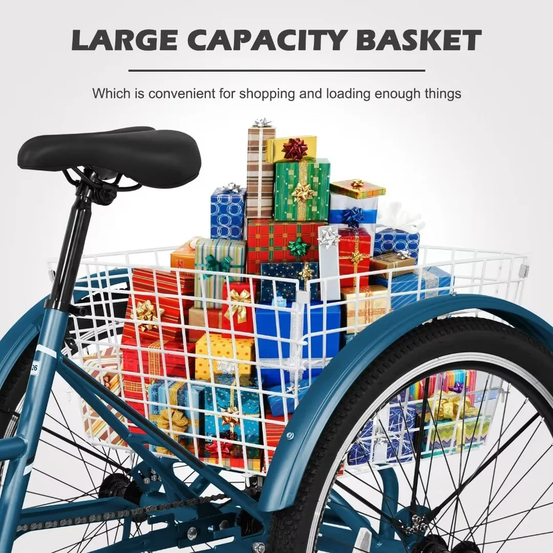 Lilypelle Adult Tricycle, 7 Speed Three Wheel Bicycles, 26