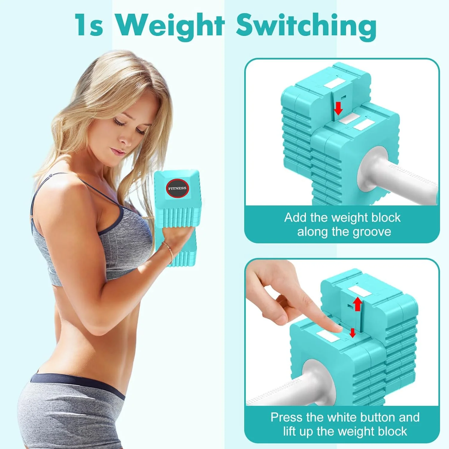 Adjustable Dumbbell Set, Hand Weights Set for Women/Men, 3.4lb, 5.7lb, 8.0lb, 10.3lb, 12.6lb Adjustable Weights Dumbbells Set for Home Gym Strength Training - Womvr