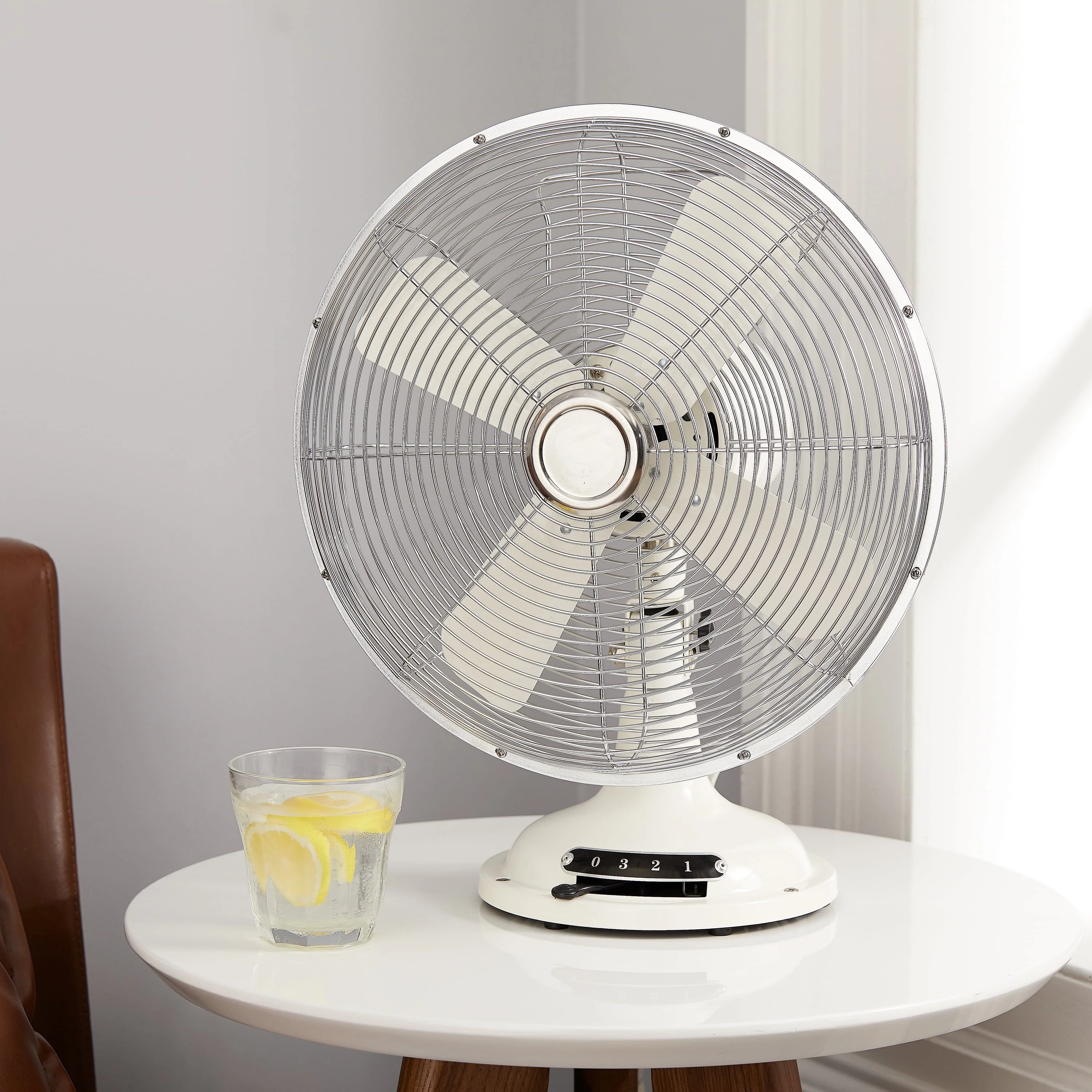 Better Homes & Gardens New 12 inch Retro 3-Speed Metal Tilted-Head Oscillation Table Fan Gold - Womvr