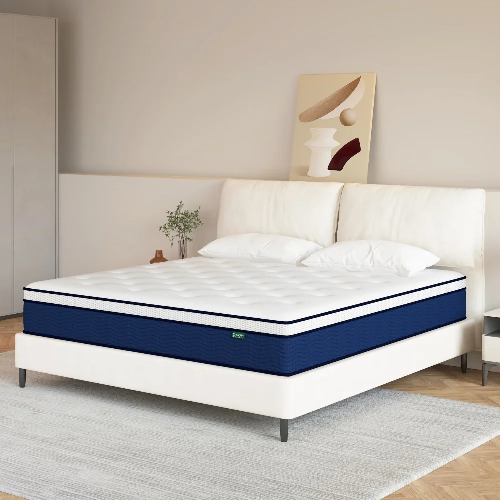 King Size Gel Memory Foam Mattress in a Box,12 inch Hybrid Mattress Cooling Medium Firm Bed with Individually Pocket Coils Innerspring,Z-HOM - Womvr