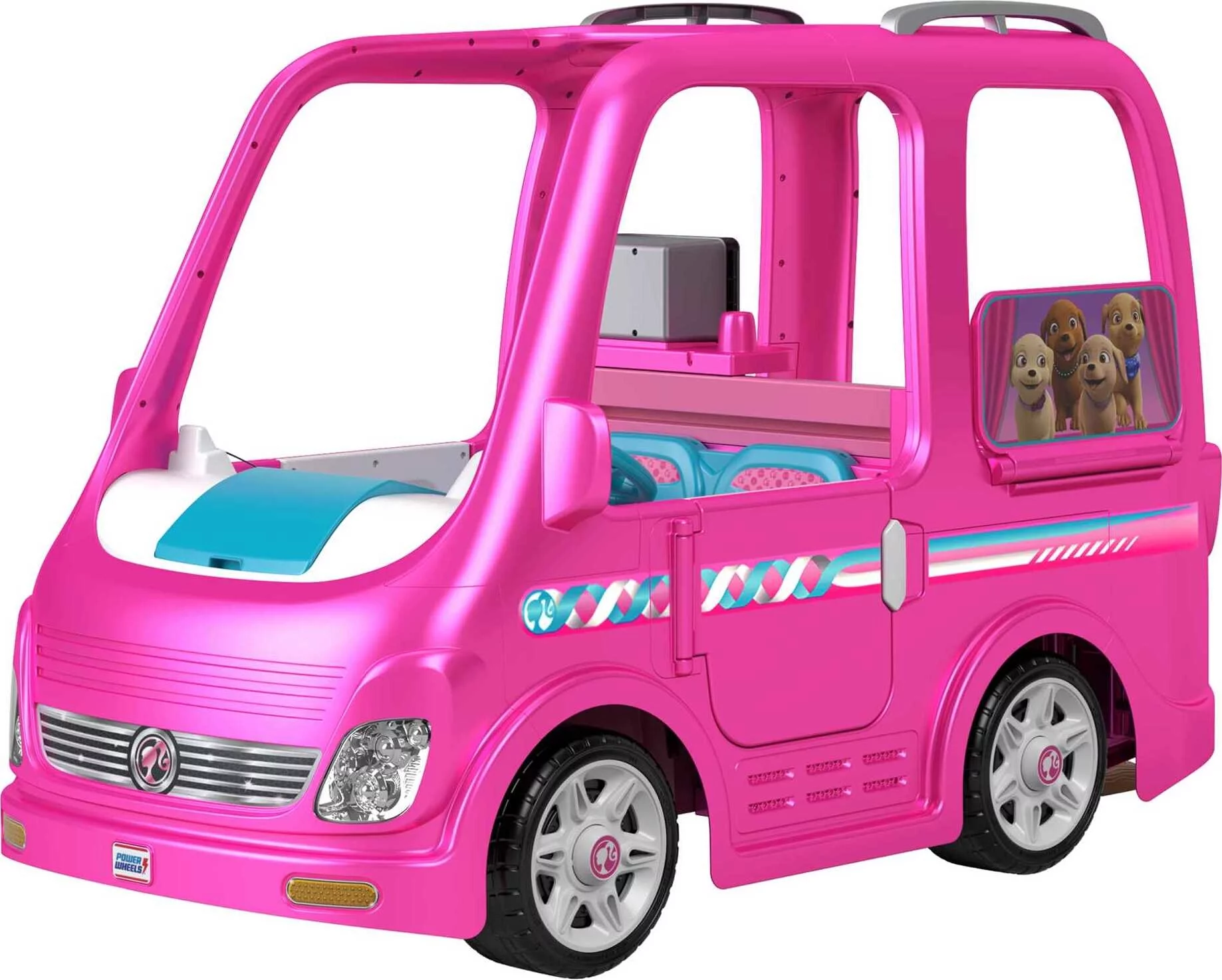 12V Power Wheels Barbie Dream Camper Battery-Powered Ride-On with Music Sounds & 14 Accessories - Womvr